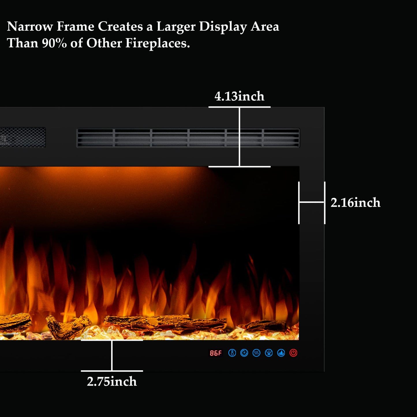 Dreamflame 40inch Electric Fireplace, Recessed& Wall Mounted Fireplace Heater with Larger Screen, Colorful Flame Warm and Decorate Home with Remote Control, 750W/1500W, Black