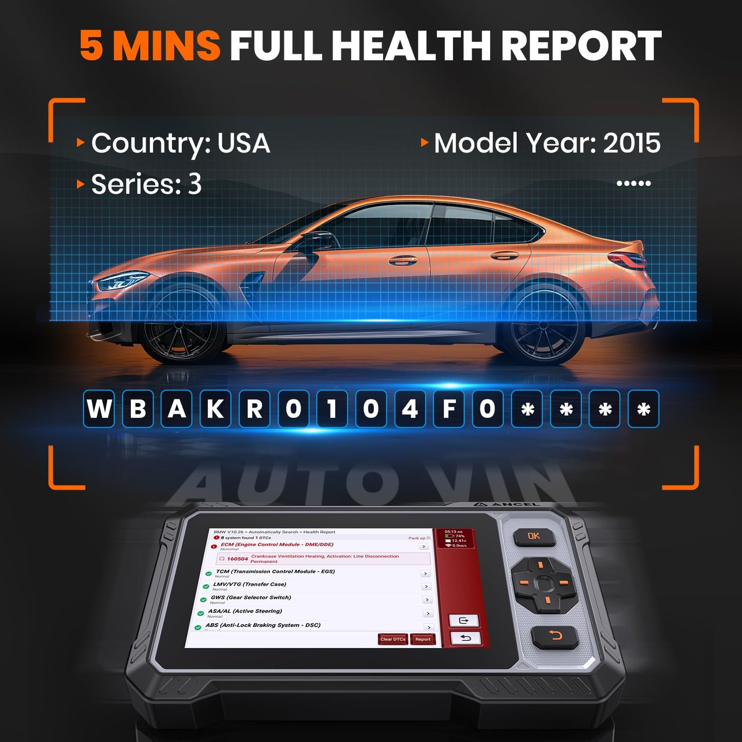 ANCEL FX6000 Bidirectional OBD2 Scanner - ABS, SRS, Transmission & Engine, Car Scanner Diagnostic Tool with Oil/EPB/BMS/SAS Reset, ABS Bleeding, Auto Scan, CAN FD & FCA, Free Update, Report Sharing 