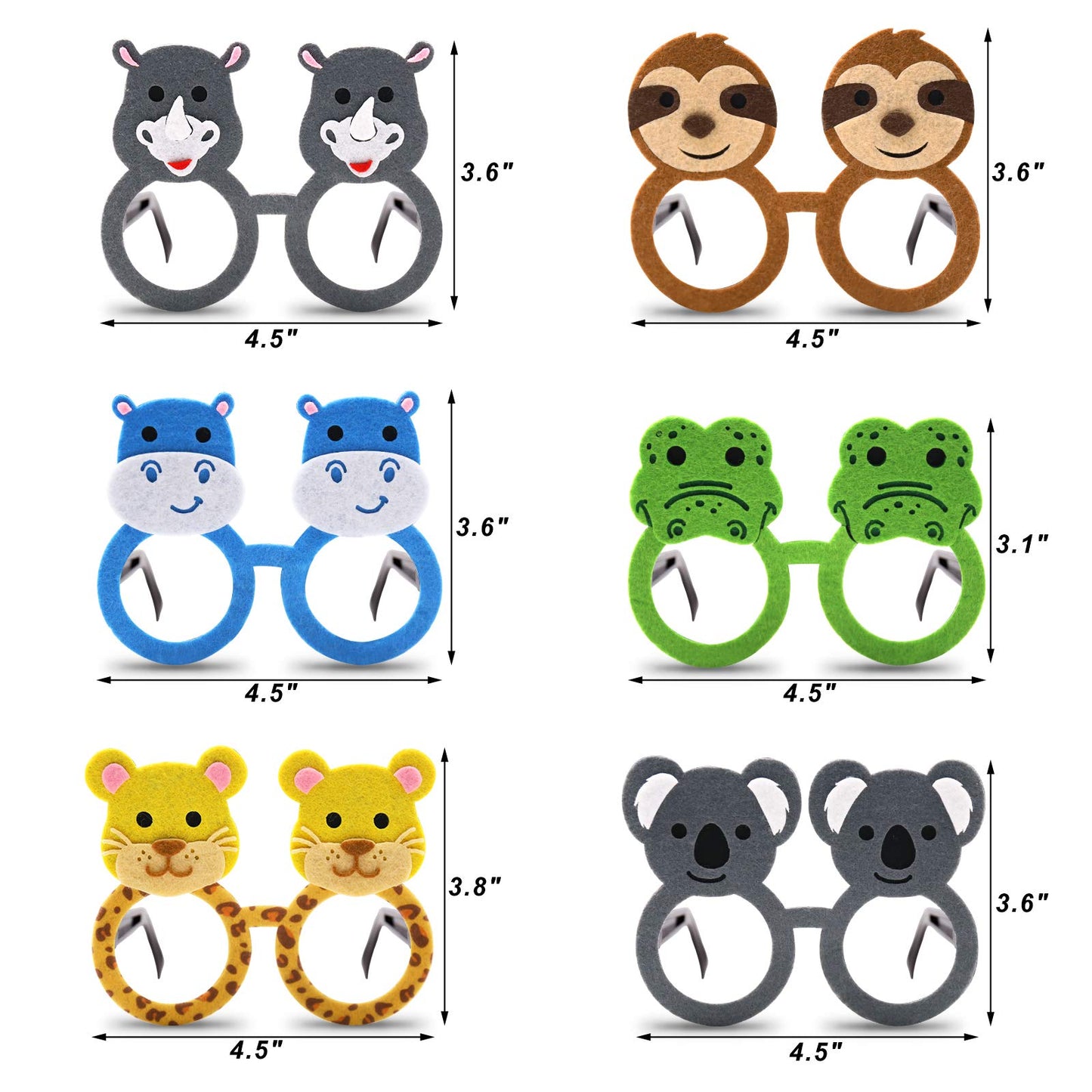 Bessmoso 12 Pack Jungle Animal Glasses Safari Costume Party Favors,12 Kinds of Eyeglasses for Petting Zoo Farmhouse Themed Birthday Party Jungle Safari Dress-Up Cosplay Party Supplies