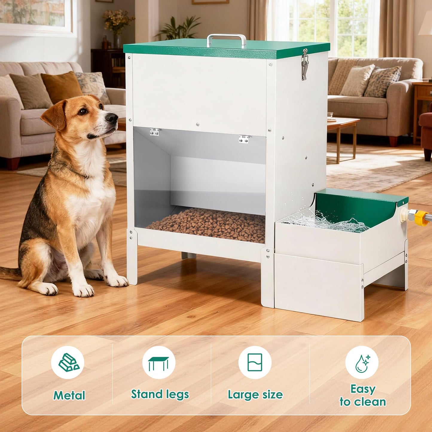 PKNYBZH 38L Automatic Dog Feeder Large Breed and Automatic Dog Water Dispenser for Large Dogs
