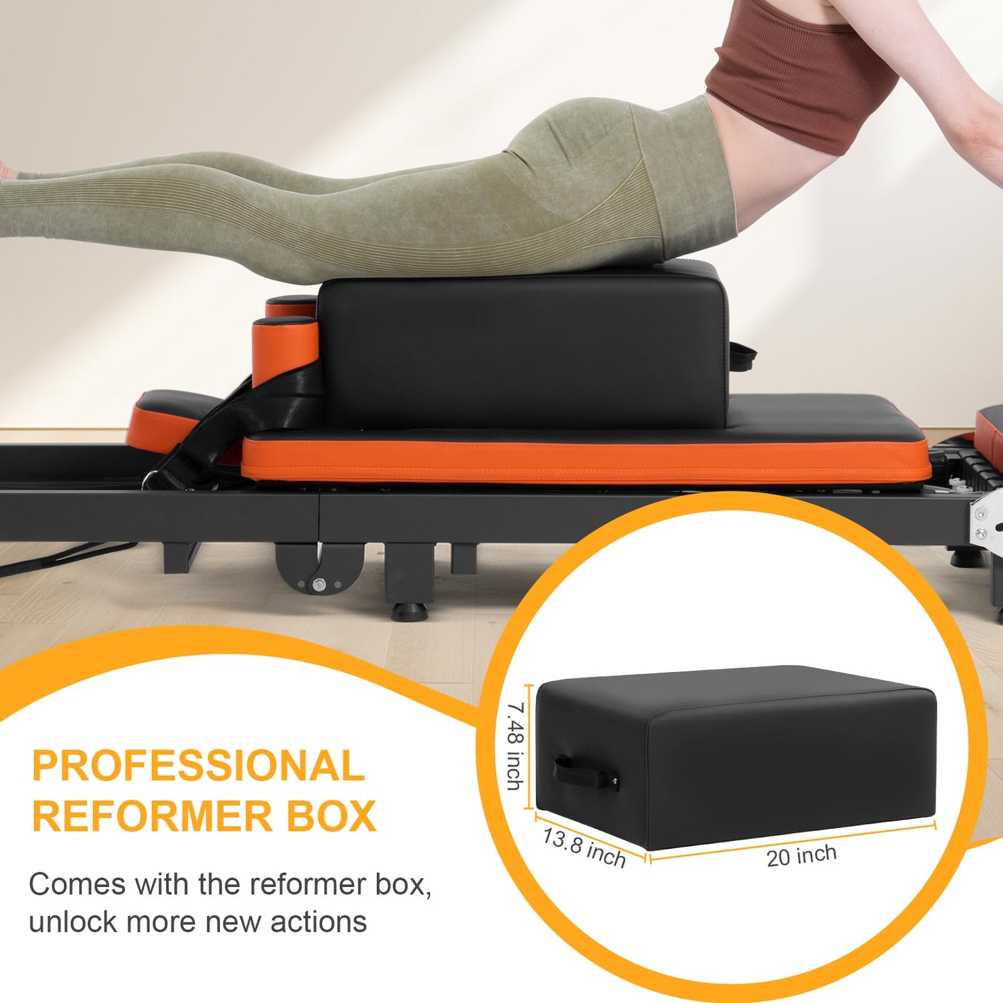 Ntoaujao Pilates Reformer, Foldable Pilates Machine for Home Gym Workout with 4 Springs & 5 Cords, fit for Beginners & Advanced Users, Up to 300 LBS (with Pilate Box & Jumpboard)