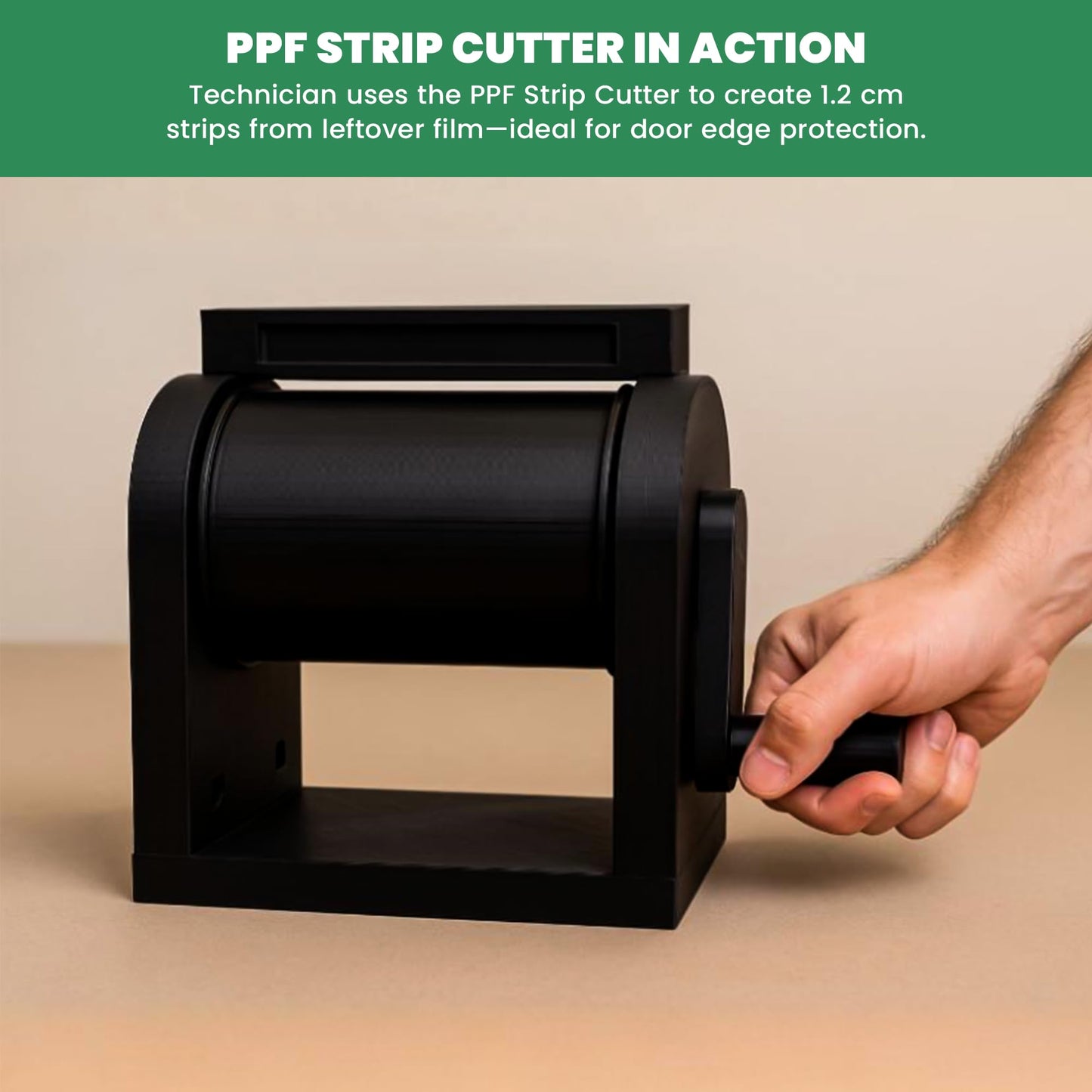 PPF Strip Cutter, Car Door Edge Protector Manual Hand Crank Tool Kit, Zero Waste Film Trimmer for 1.2cm Vinyl PPF Cutter
