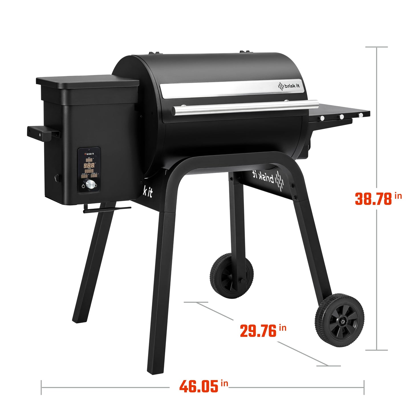 Brisk It Zelos-450 Electric Wood Pellet Smoker Grill With Grill Cover– A.I. Smart BBQ Grill with WiFi, 450 sq.in Cooking Area,7-in-1 Outdoor Grill & Smoker, PID Controller (Up to 500°F), Meat Probe