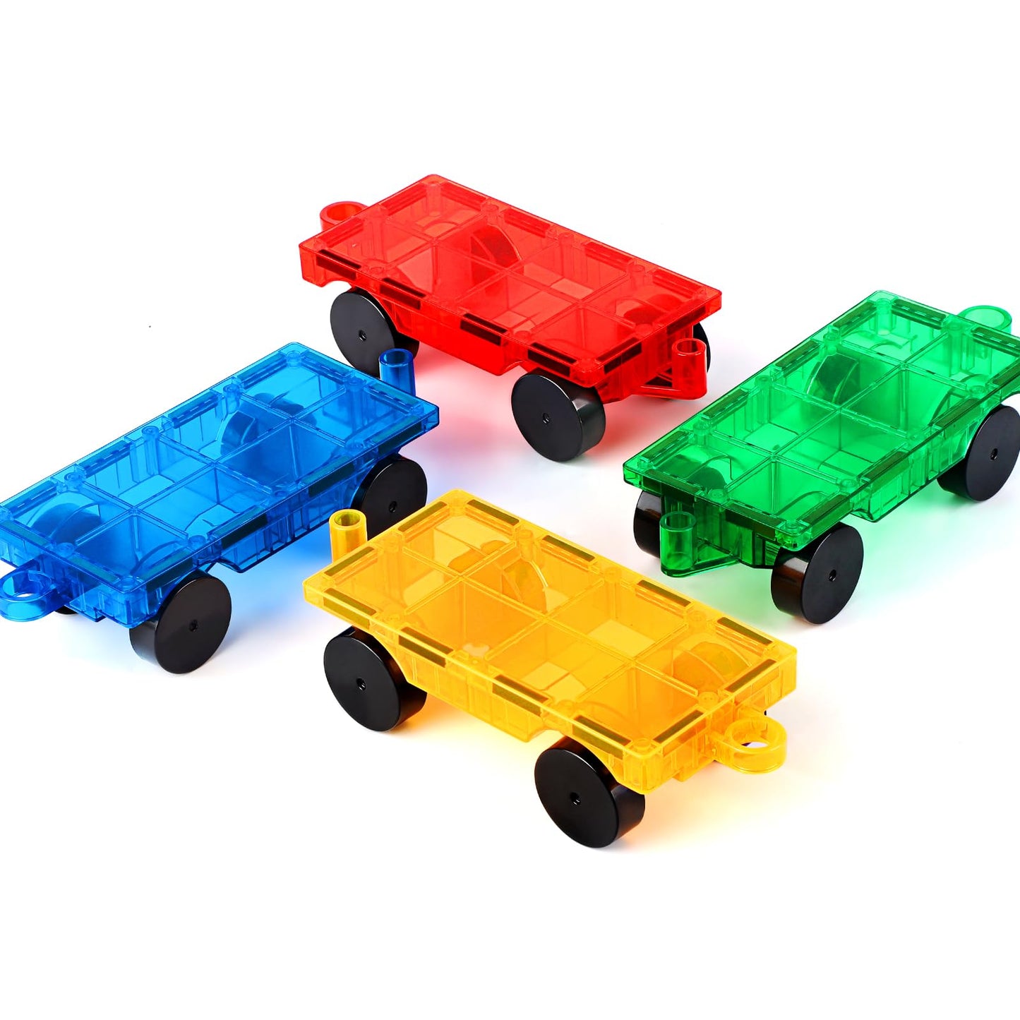Mruikeny Magnetic Tiles Cars Construction Set - 4 PCS Magnetic Tiles Magnet Bricks Truck Sensory Toys, Educational Magnet Cars Set Building Blocks for 3 4 5 6 7 8+ Year Old Girls Boys