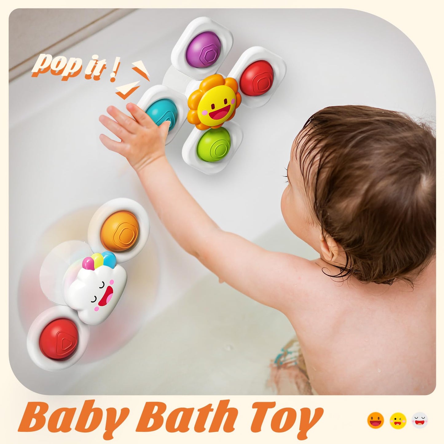 SpringFlower Baby Toys 0-6-12-18 Months,Suction Cup Spinner Toys,Baby Bath Toys for Boy&Girl, Sensory Toys &Travel Table Toy for Toddlers, Birthday Gifts for 1 2 3 Year Old Toddler