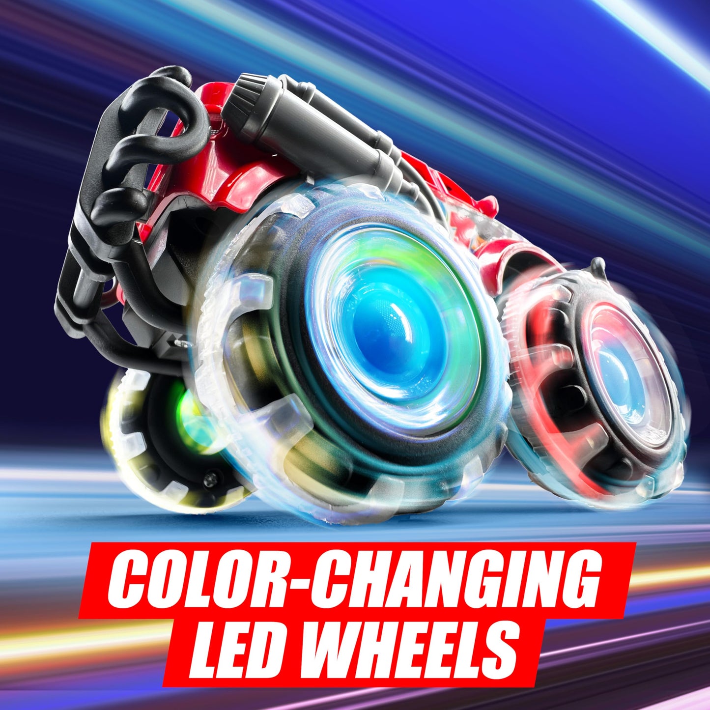 Vroomix 3Pack Monster Truck Toy - Toy Truck with Flashing LED Wheels - Light-Up Cars for Toddlers - Birthday Gift for Boys Girls - Friction-Powered