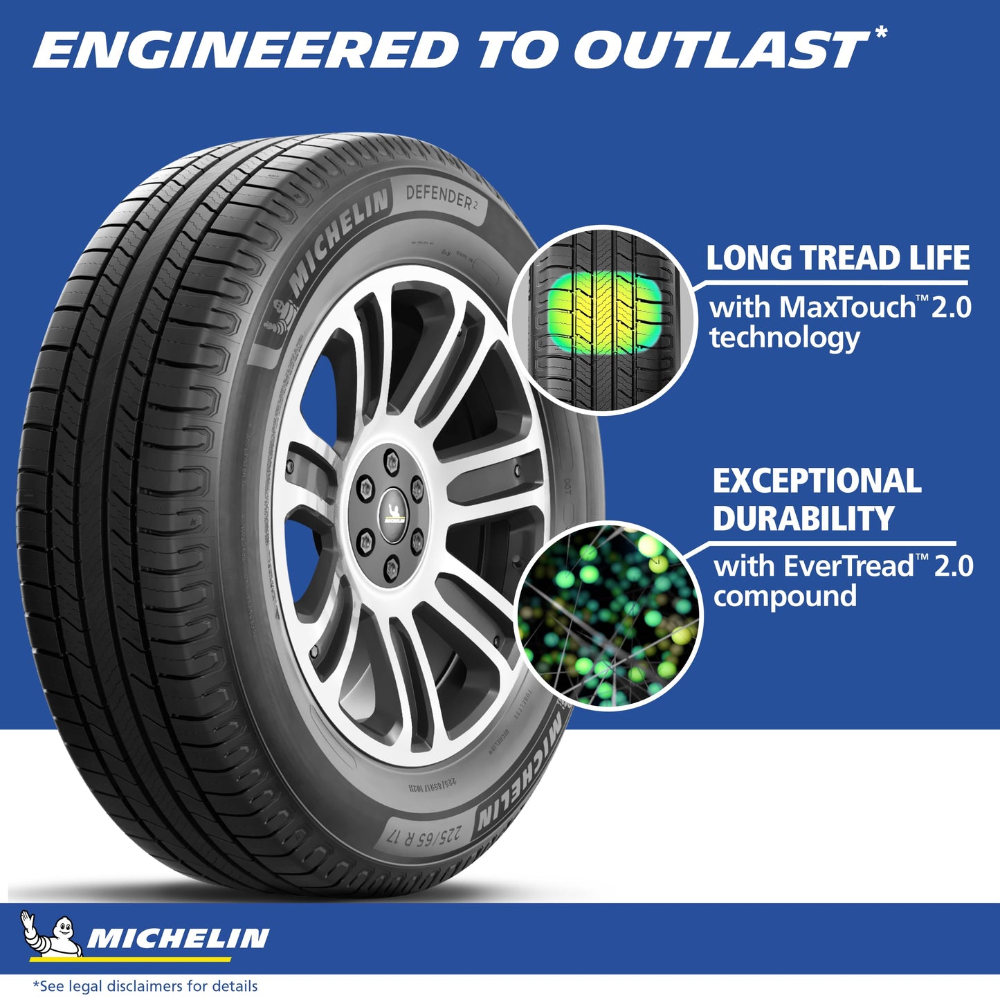 MICHELIN Defender2 All-Season Tire for Cars, Minivans, SUVs and Crossovers, 235/55R18/XL 104H