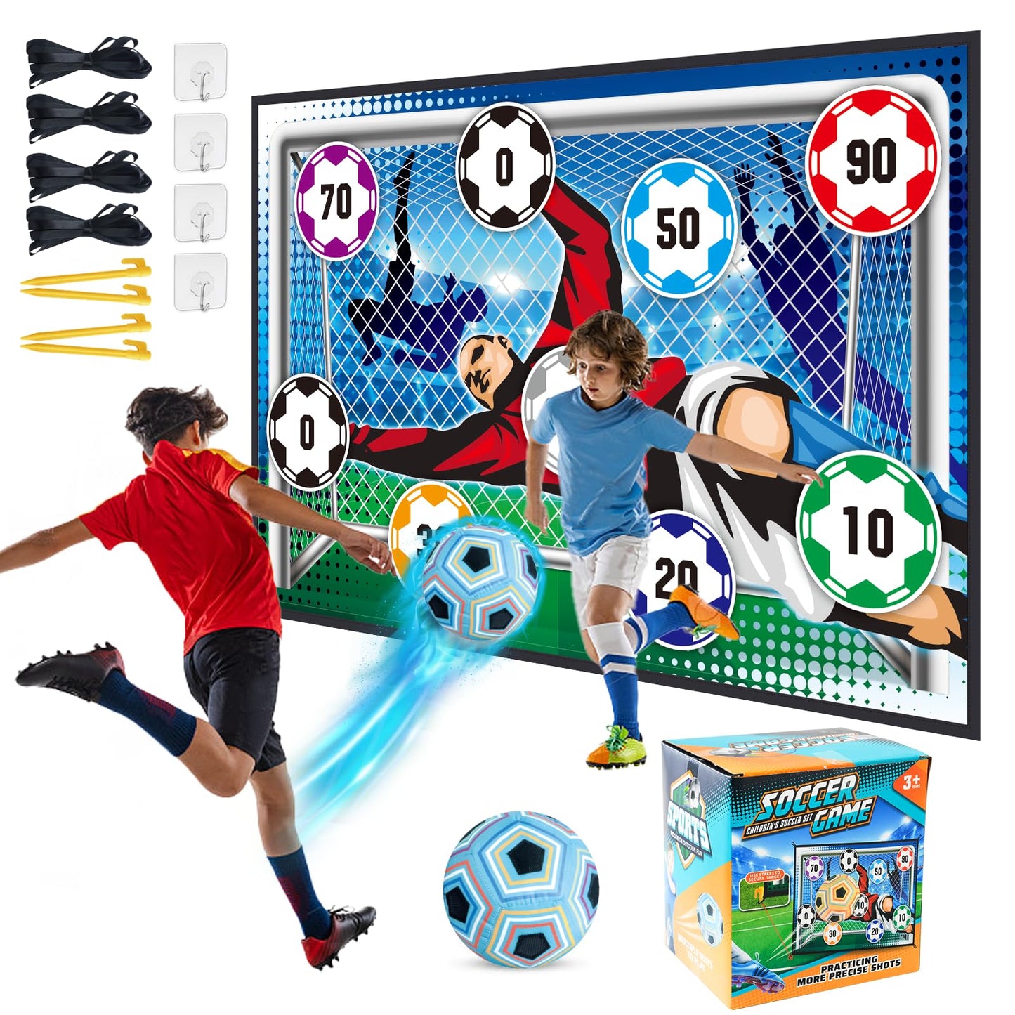 Soccer Ball Game Set for Kids: Indoor Outdoor Backyard Toss Soccer Goal Game with Balls - Sports Soccer Toys for Kids Boys for 3 4 5 6 7 8 Year Old - Birthday Gifts for Boys Girls Age 3-12