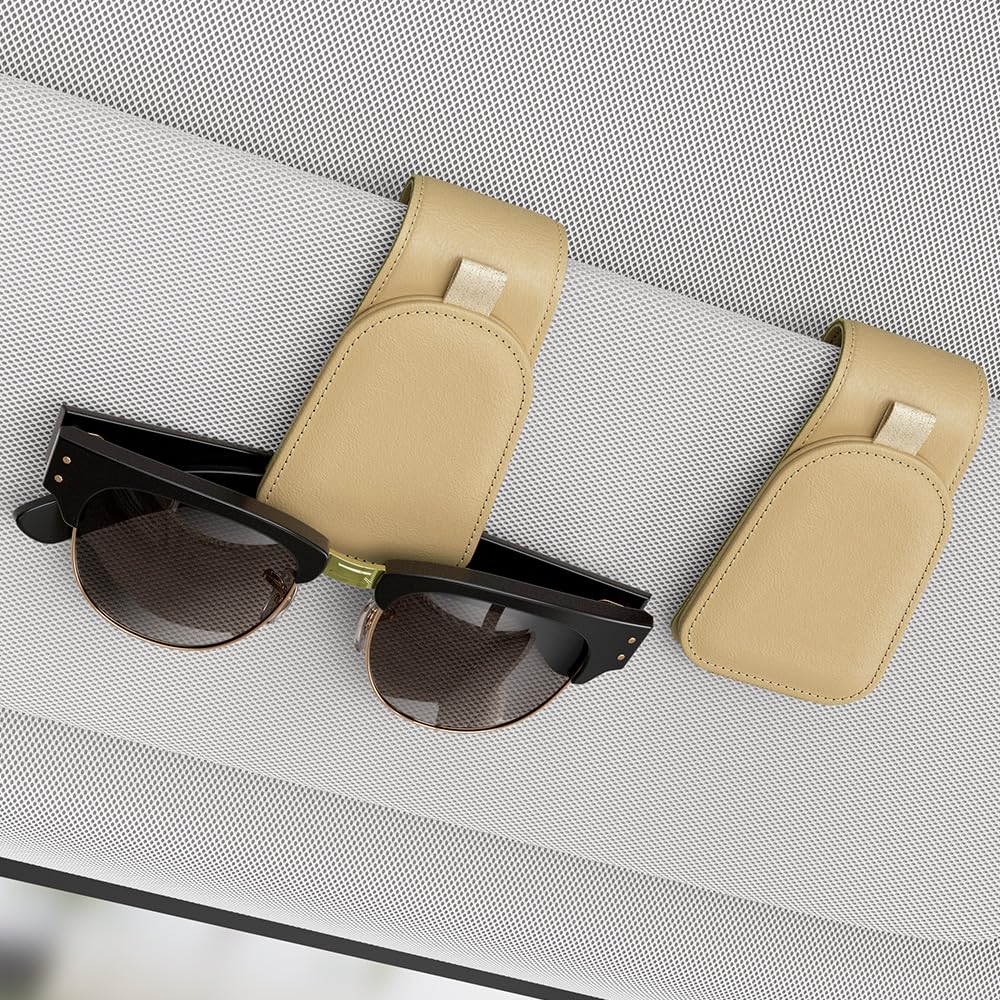 Sotfamily Sunglass Holder for Car Visor, Suede Cloth Magnetic Sunglass Organizer for Car Accessories, 2 Packs, Black