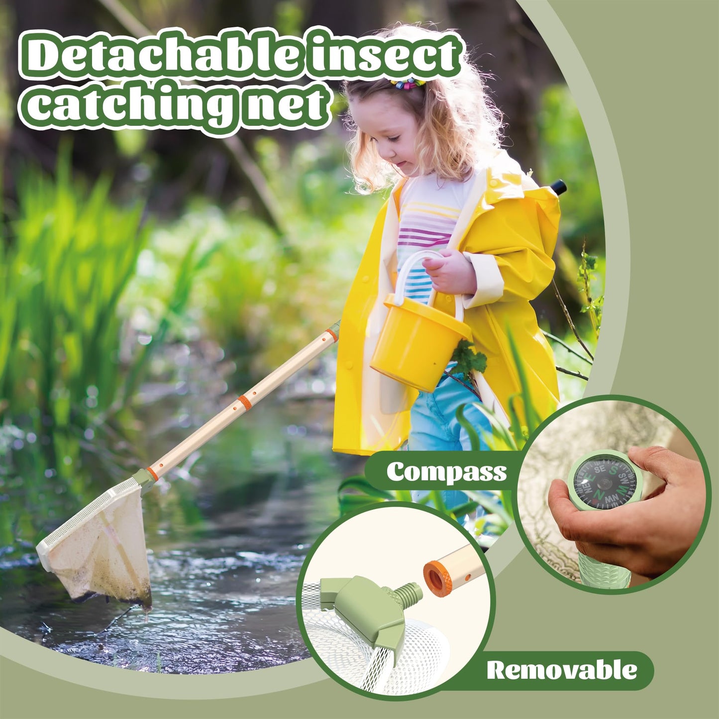 KOALA DIARY Kids Outdoor Explorer Kit, 11PCS Bug Catching Kit with Butterfly Net, Shovel,Magnifying Glass, Bug Catchers,Outdoor Explorer Kit Toys for Kids Age 3+