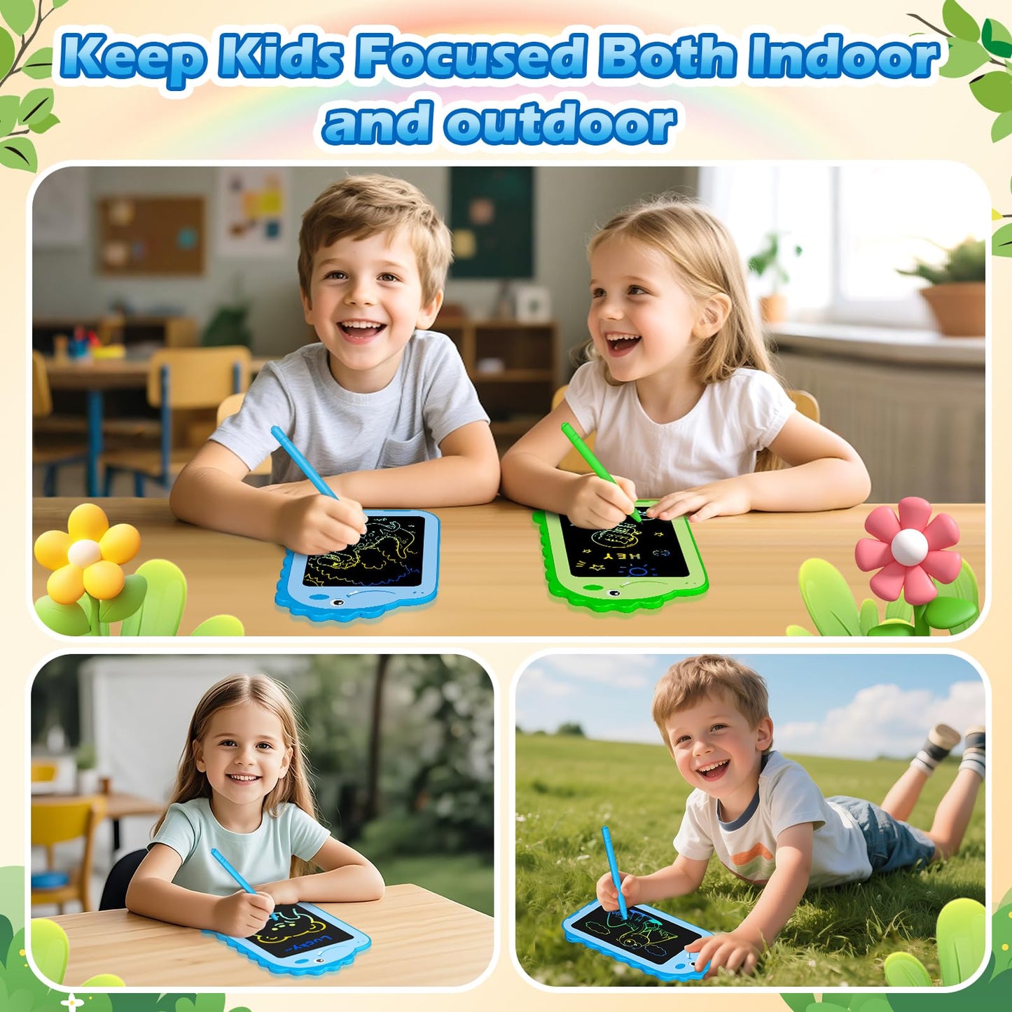 12 Pack LCD Writing Tablet for Kids, Colorful Doodle Board Drawing Tablet, Educational Kid Toys, Doodle Pad Dinosaur Toys for 3 4 5 6 7 8 Year Old Boys Girls