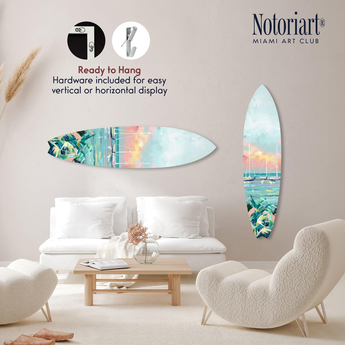Notoriart Sail Boasts Outside Surfboard Acrylic Wall Art Die-Cut Coastal Modern High-Gloss Home Decor, 15" x 60"