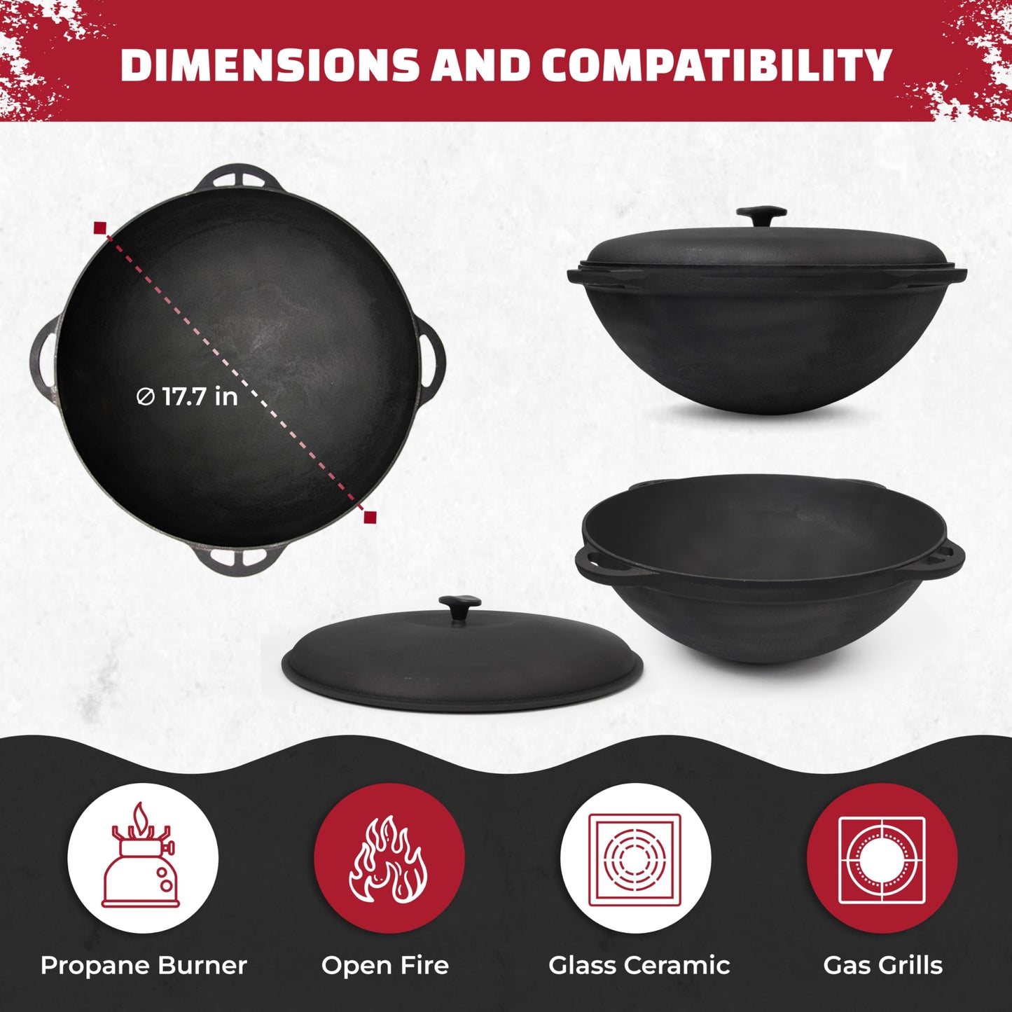 Dutch Oven Pot with Lid Syton 18 Quarts (17 L) - Camping Dutch Oven - Cast Iron Cookware Set - Uzbek Kazan Cast Iron – Premium Camping Cookware