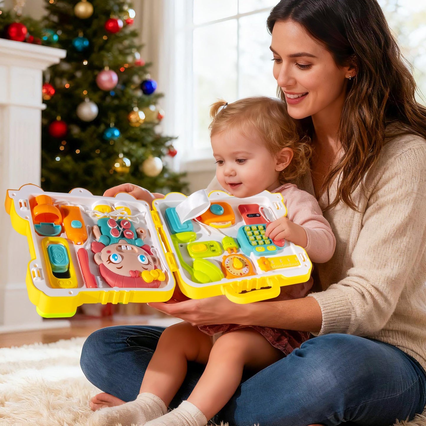iFaveorr Montessori Busy Board for 1-2 Year Old Girl Gift, Musical Montessori Toys for 1 Year Old, Early Educational Toy for Toddler 1-3, Christmas, Birthday Gift for 1+ Year Old Baby Girl