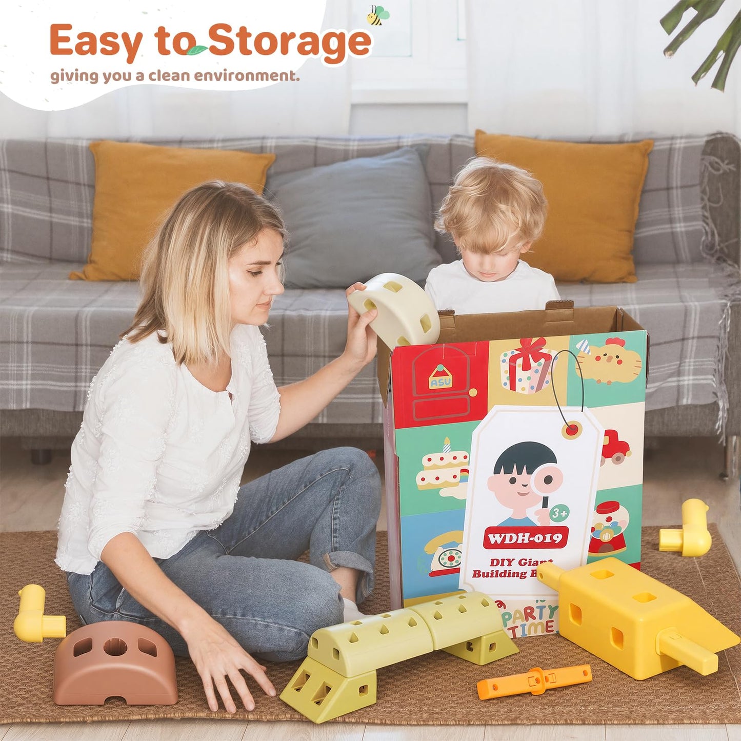 WyfKyd 41PCS DIY Big Building Blocks for Kids 3+ Year Old Jumbo Montessori STEM Toys Stacking Blocks, Toddler Developmental Play Toy Set, Birthday for Boys & Girls