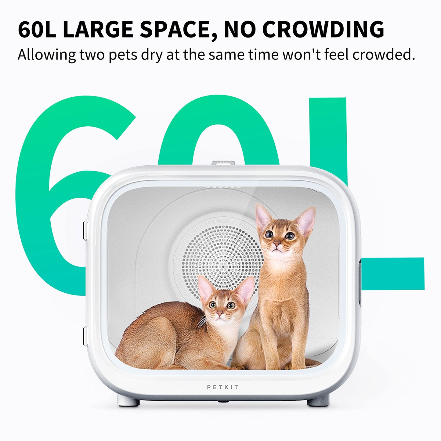 PETKIT AIRSALON MAX Automatic Pet Hair Drying Box for Cat Puppy Kitten,Ultra Quiet Hair Dryer for Small Dog Grooming,60L Large Capacity/Smart Temperature Control via App and Touch Panel
