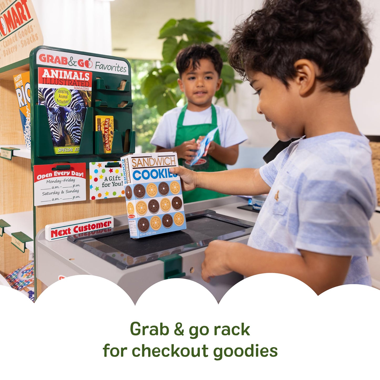 Melissa & Doug Fresh Mart Companion Set, Grocery Store Pretend Play Toys, Toy Kitchen Accessories & Play Food, Preschool Learning Toys for Girls & Boys 3+