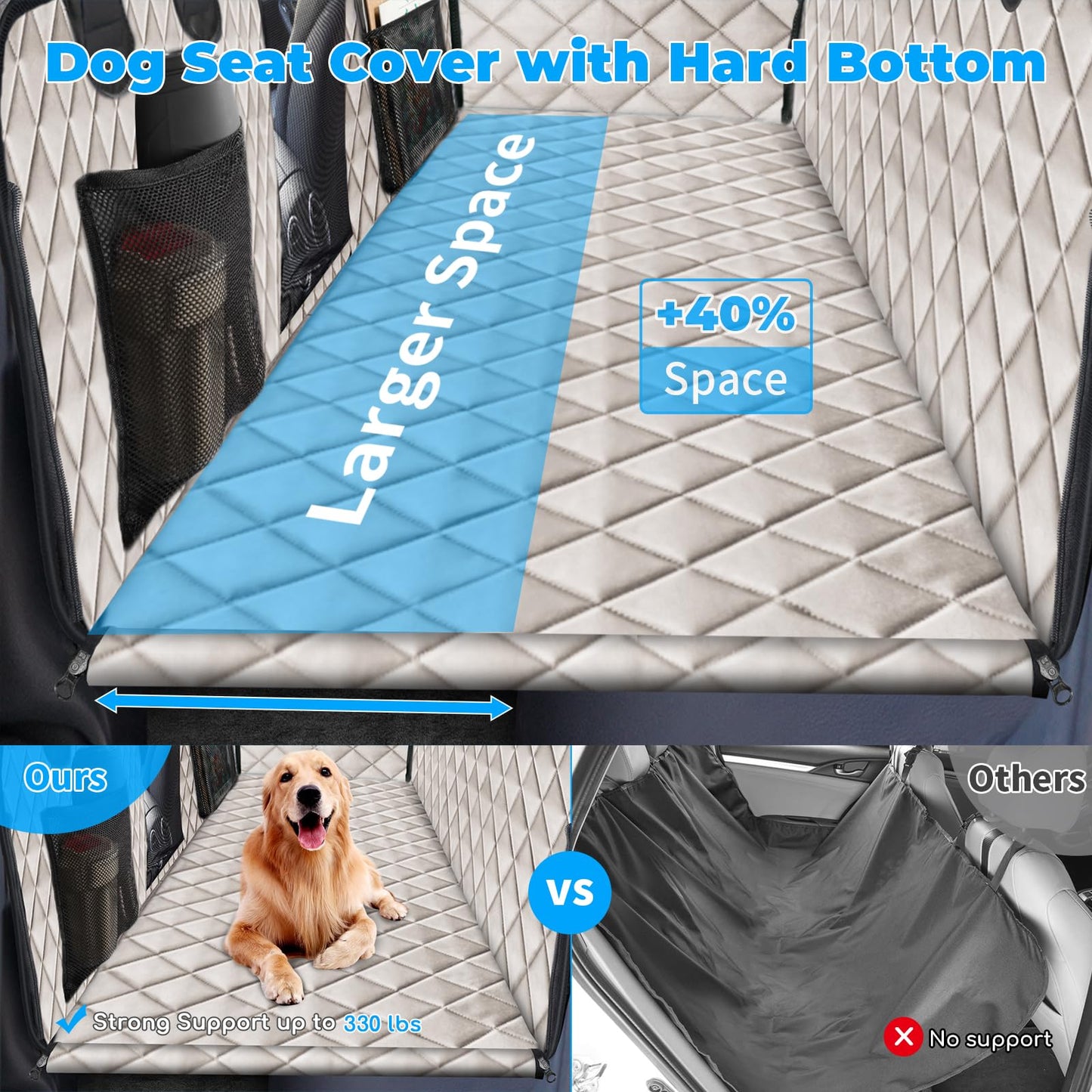 URPOWER Back Seat Extender for Dogs & 27Oz Insulated Portable Dog Water Bottle