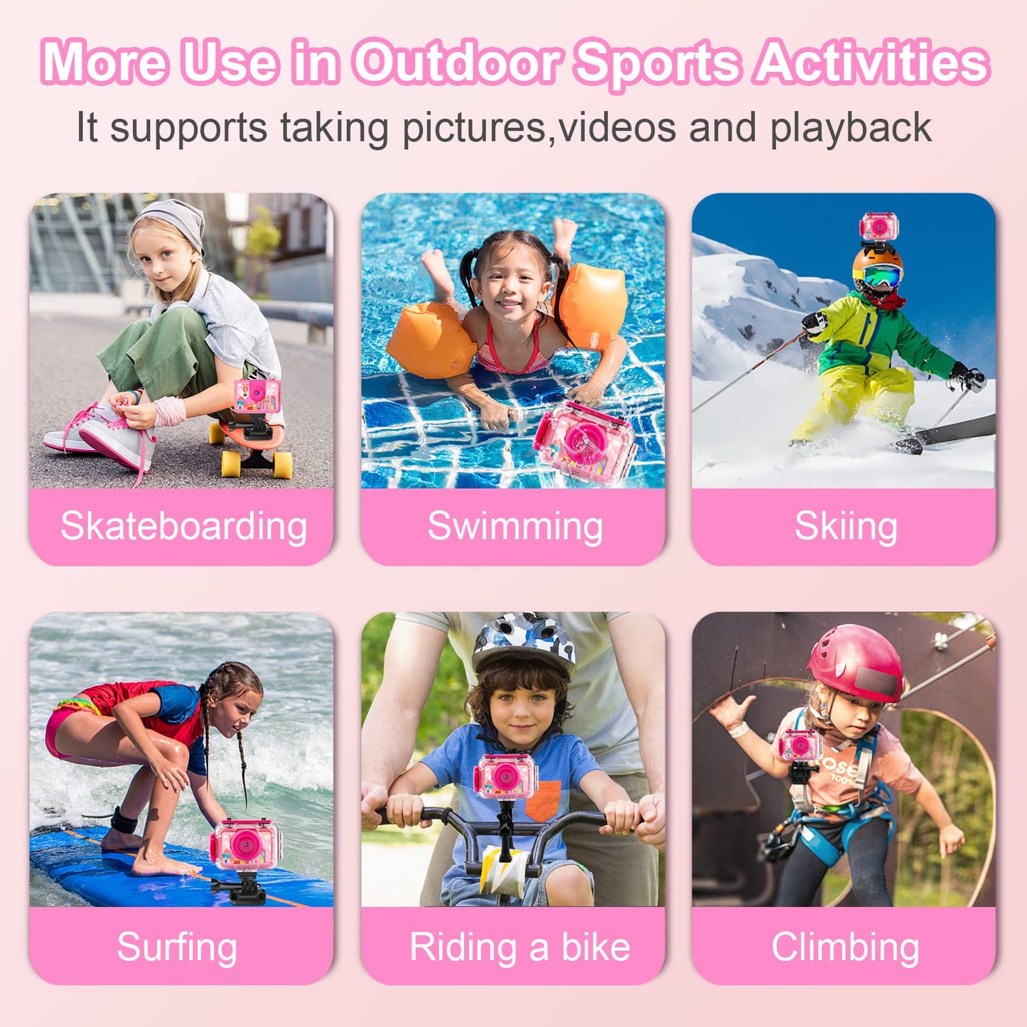 Pool Toy & Kids Underwater Camera - 99FT Waterproof Kid Action Camera 1080P Video&20MP Photo with Flip Lens, Includes 32GB Card for Diving Swimming Beach Snorkeling,Birthday Gift for Girls - GKTZ