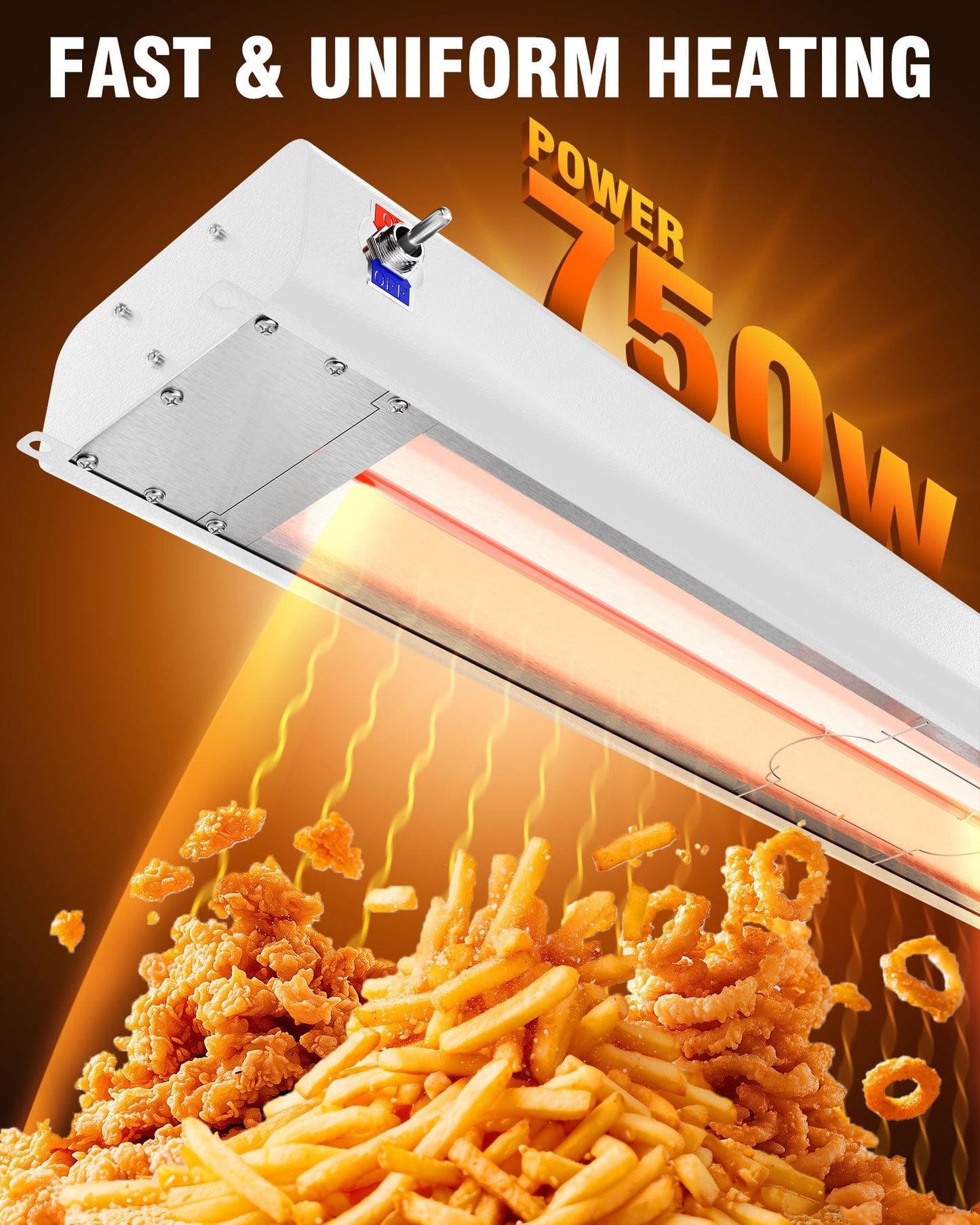 PYY Food Heat Lamp - 35 Inch 86-176°F/30-80°C Aluminum Overhead & Hanging Food Warmer Lamp Strip Food Warming Lamp Heater Electric Commercial Food Heat Lamp for Catering Kitchen Restaurant Buffet 750W
