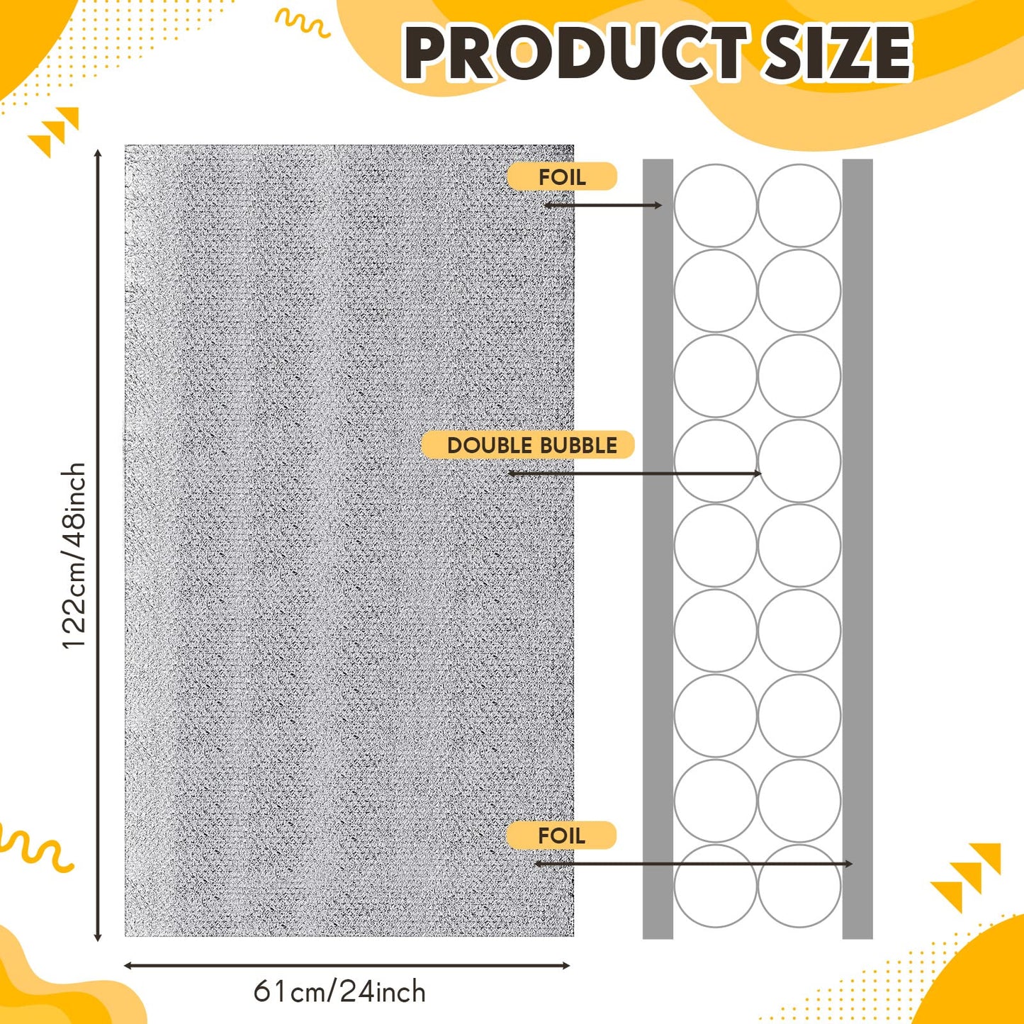 Frienda 24 Pcs Garage Door Insulation Panels Kits Double Bubble Reflective Aluminum Foil Radiant Barrier Thermal Insulation Sheet for Garages Greenhouses Attics Walls Windows (24 x 48 Inch)