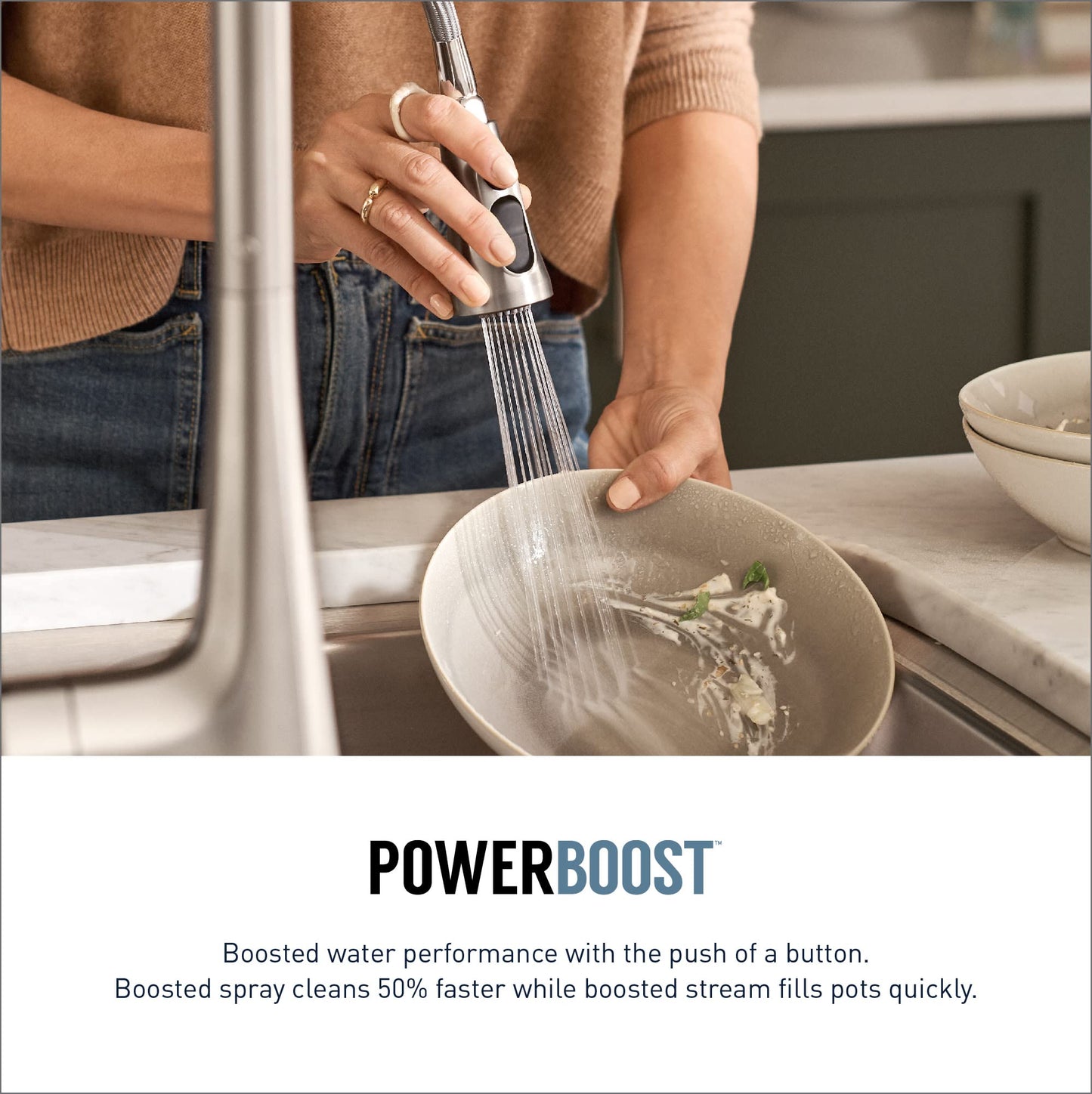 Moen Weymouth Polished Nickel Pulldown Kitchen Faucet Featuring Power Boost, Traditional Shepherd's Hook Kitchen Faucet, One-Handle Easy Installation, S73004NL