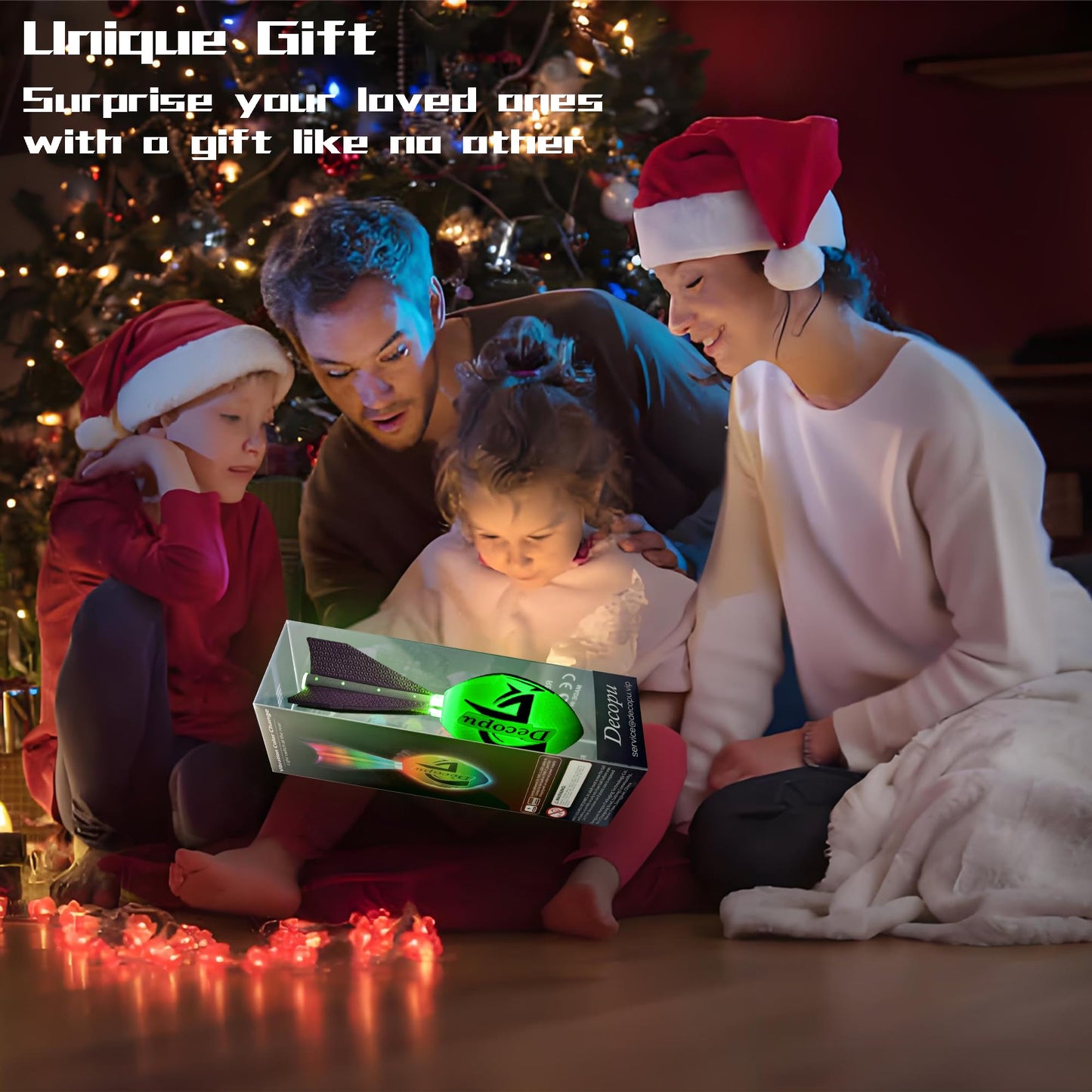 KASTUMBGA Rechargeable Glow in The Dark Light Up Football-7RGB Color Changing LED, Impact-Responsive, Durable Foam (No Pump), Perfect for Beach/Park/Backyard, Birthday Gift for Boys 6-15 Years Old