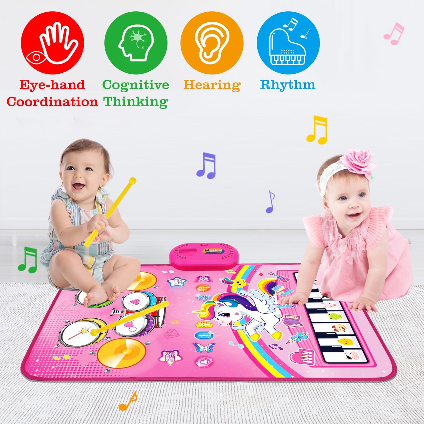Toys for 1 Year Old Girl Gifts: Baby Musical Mat Toddler Toys Age 1-2 - 3 in 1 Piano Drum Animal Touch Unicorn Toy - Infant Music Toy 12-18 Months Babies Birthday Gifts for 1 2 3 Year Old Boys Girls