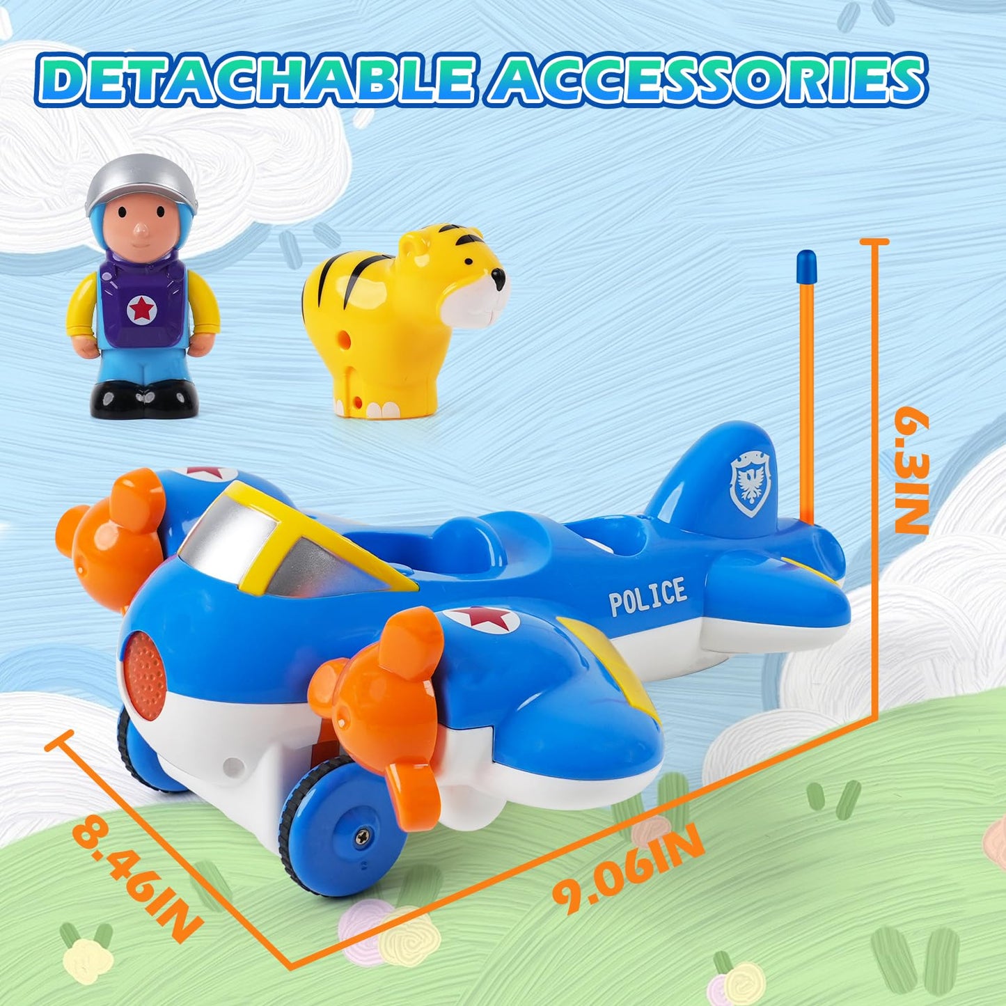 Gaitel Remote Control Airplane for Kids - Birthday Gifts for Boys Toddlers Ages 18+ Months, 2 3 4 5 Year Old, RC Cartoon Aircraft Toy with Lights, Music and Easy Control