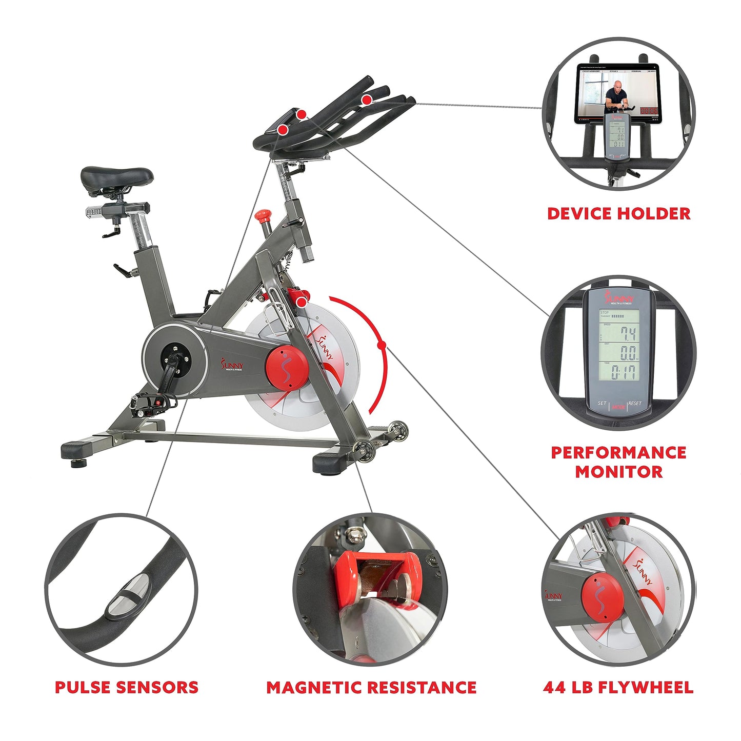 Sunny Health & Fitness Indoor Training Cycling Fitness Bike - SF-B1913