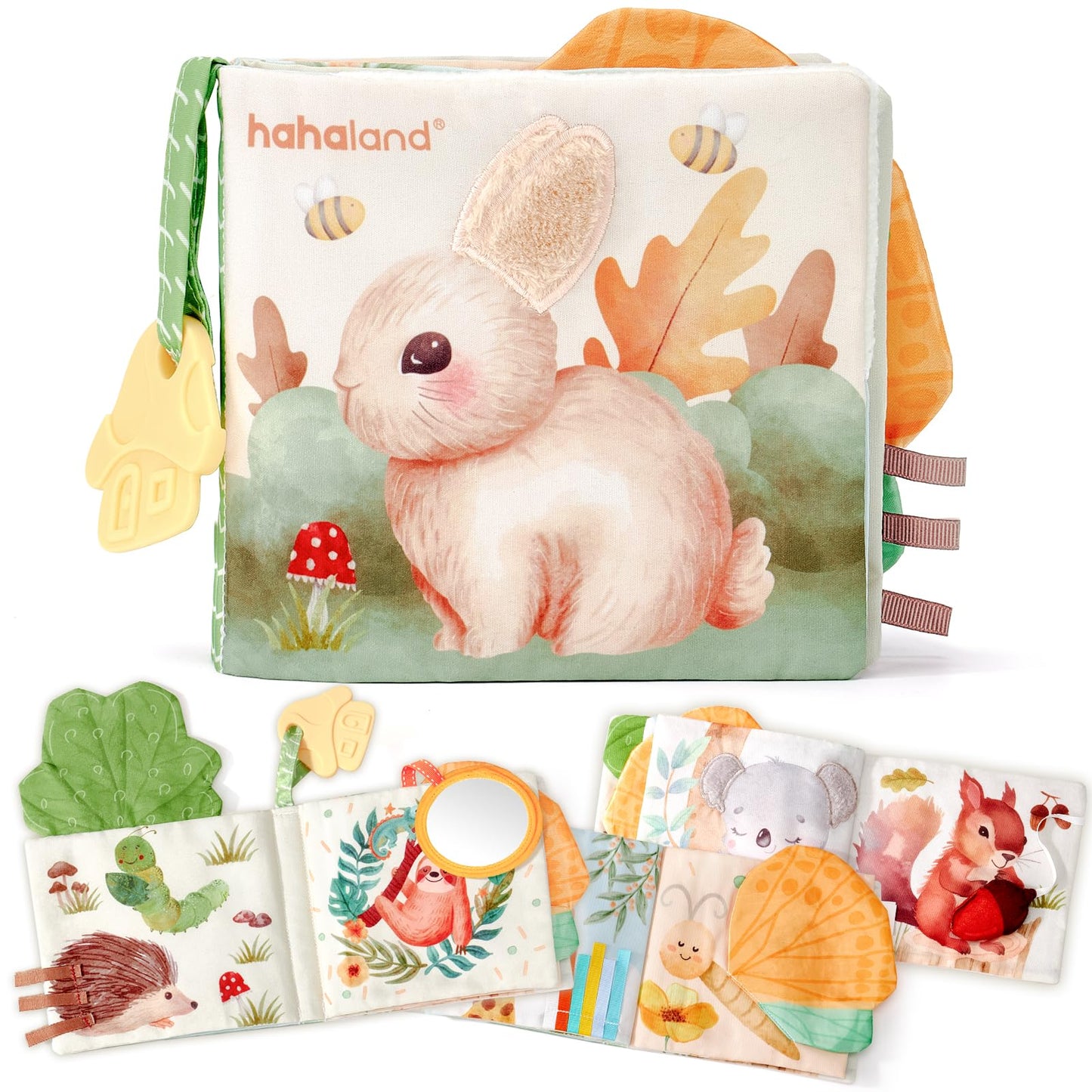 hahaland Baby Books 0-6 Months, Tummy Time Sensory Baby Toys and Baby Tissue Box Toy - Silicone Baby Toys 6-12 Months, Baby Shower Birthday Gifts for Boys Girl