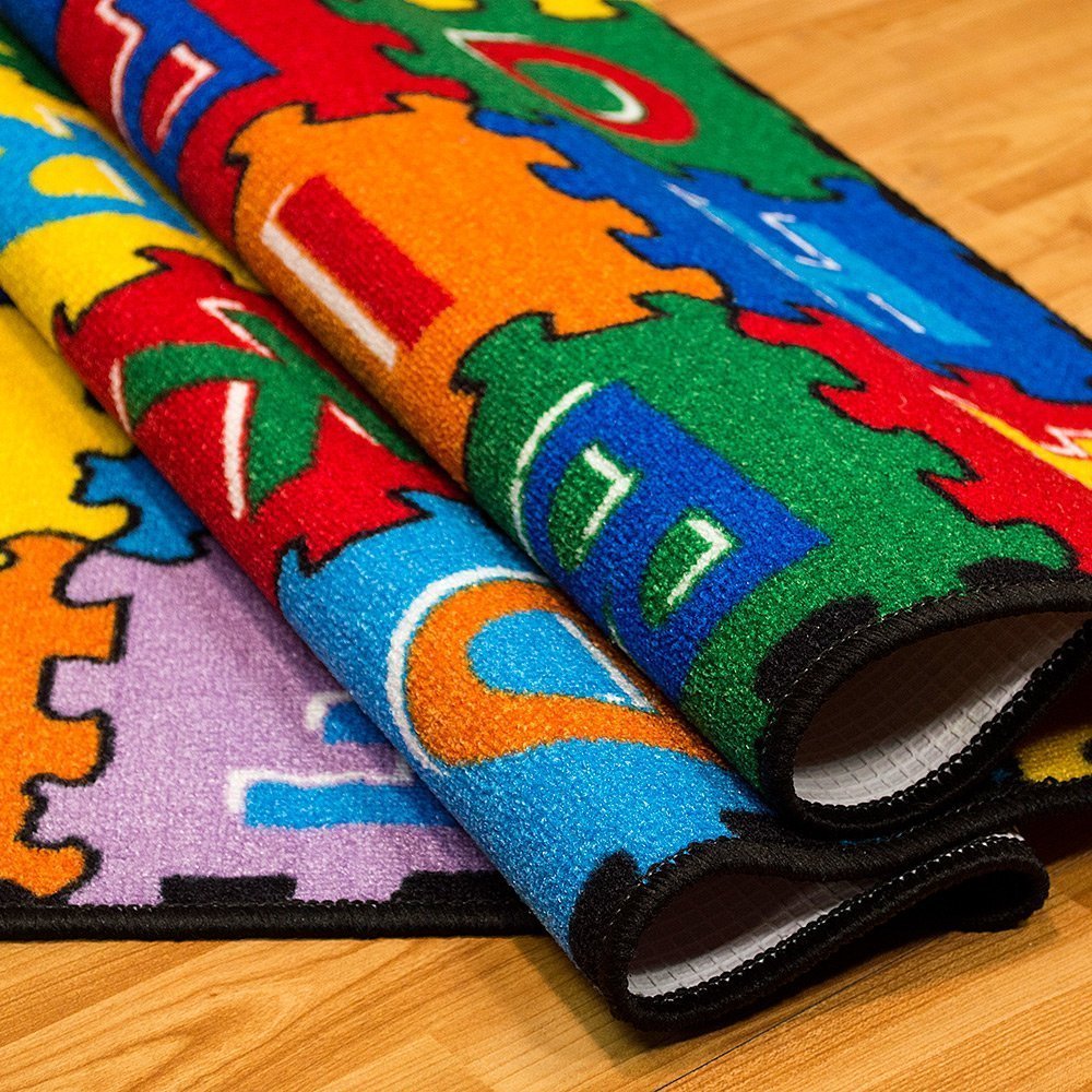 CR Kids/Baby Room/Daycare/Classroom/Playroom Area Rug. ABC Puzzle (A-Z and 1-9). Educational. Fun. Bright Colorful Vibrant Colors (5 Feet X 7 Feet)