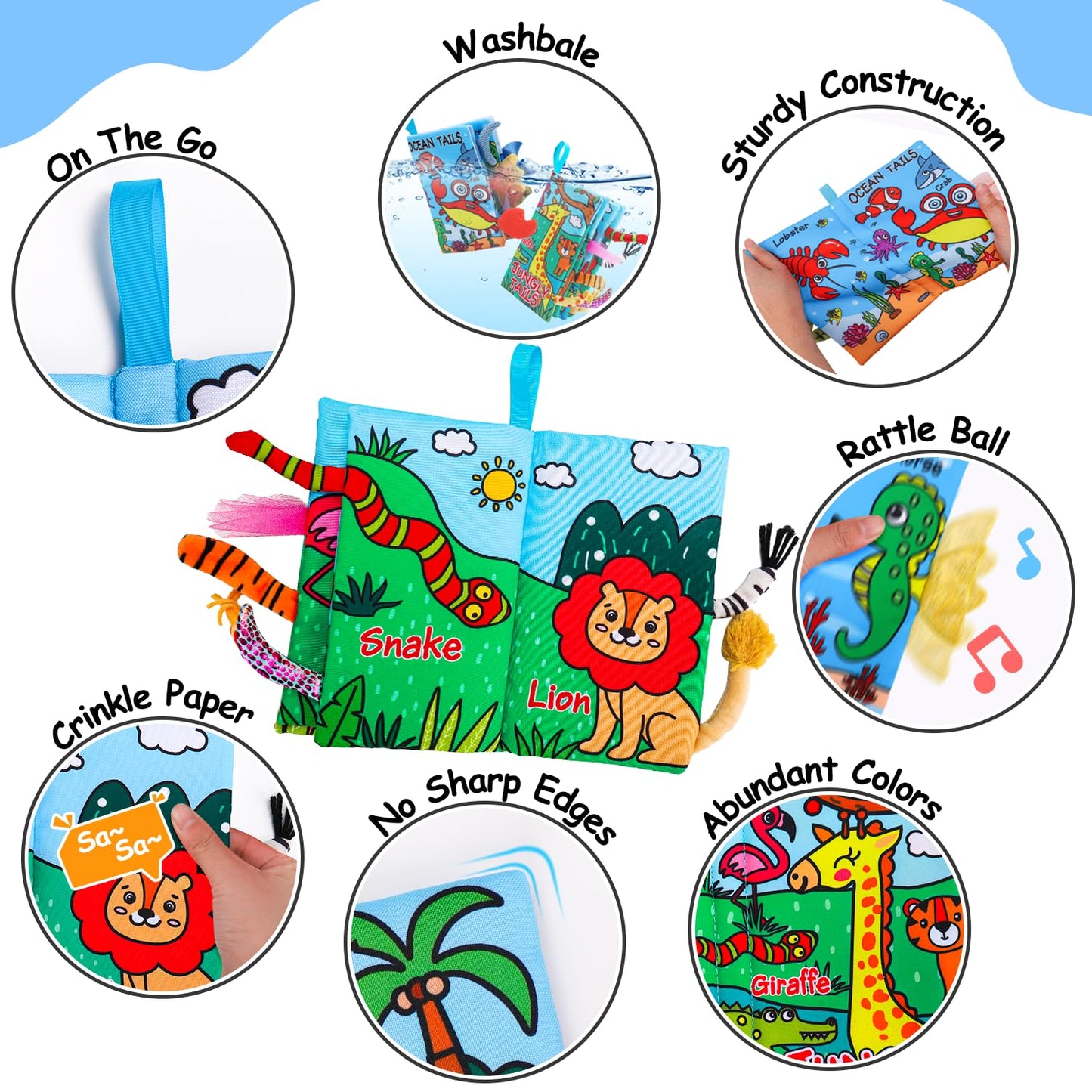 2PCS Baby Books Toys 0-6 Months Infant Tummy Time Sensory Travel Toys 3 4 5 6 Month Crinkle Touch Feel Busy Soft Book for Babies 0-3 3-6 6-12 Months Newborn Essentials Must Haves Boy Girl Shower Gifts