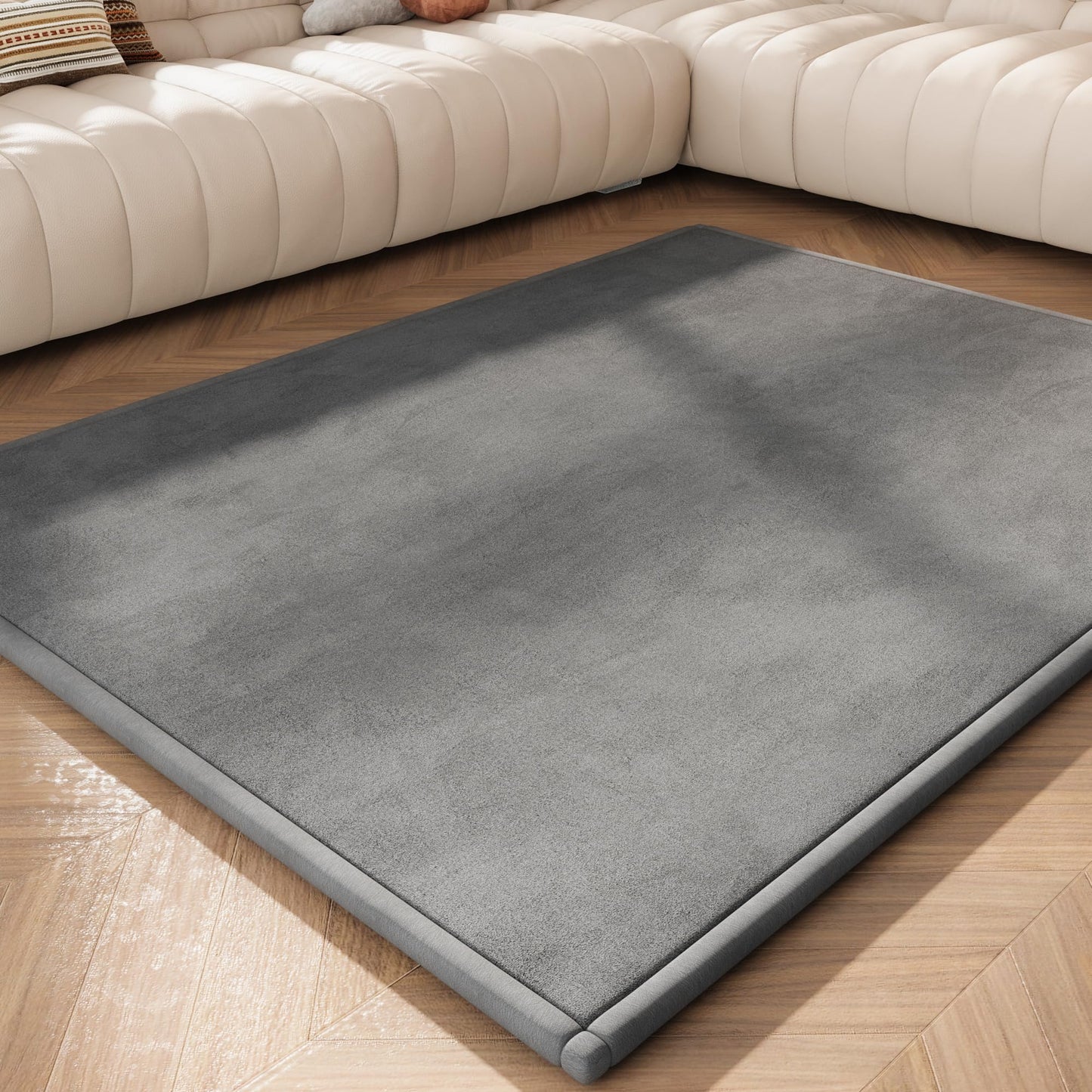 Floisdace Baby Play Mat for Floor, 1.3'' Thick Memory Foam Tummy Time Mat - Super Soft Coral Velvet Nursery Rug with Non-Slip Backing, Crawling Rug for Toddlers/Infants, Yoga & Tatami Use, 71''x 79''