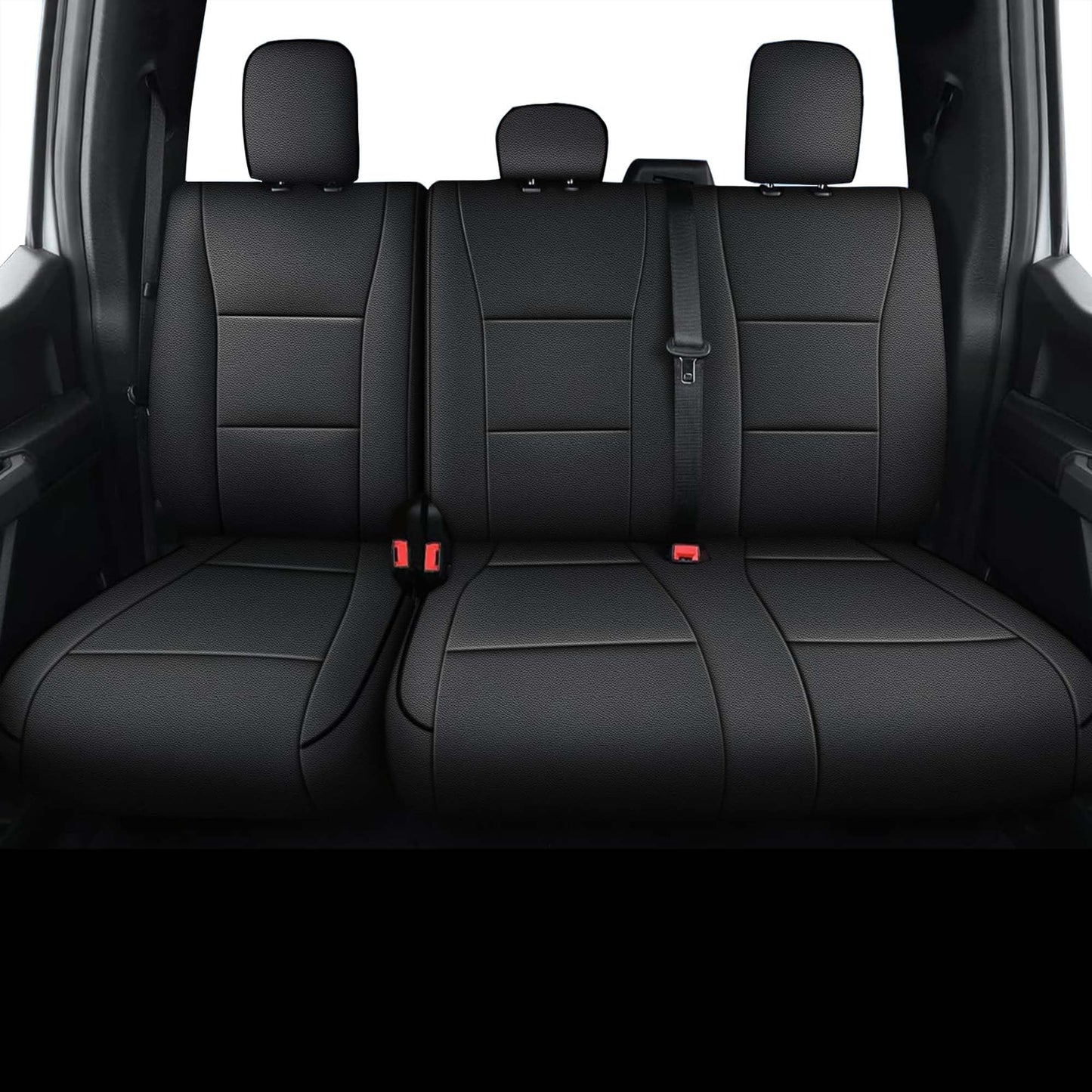 AOMSAZTO Seat Covers for Ford F150 XL XLT: 2015-2024 2025 SuperCrew & F250 F350 F450 2017-2024 Super Duty Crew Cab XL XLT, Custom Fit Full Set Faux Leather Black