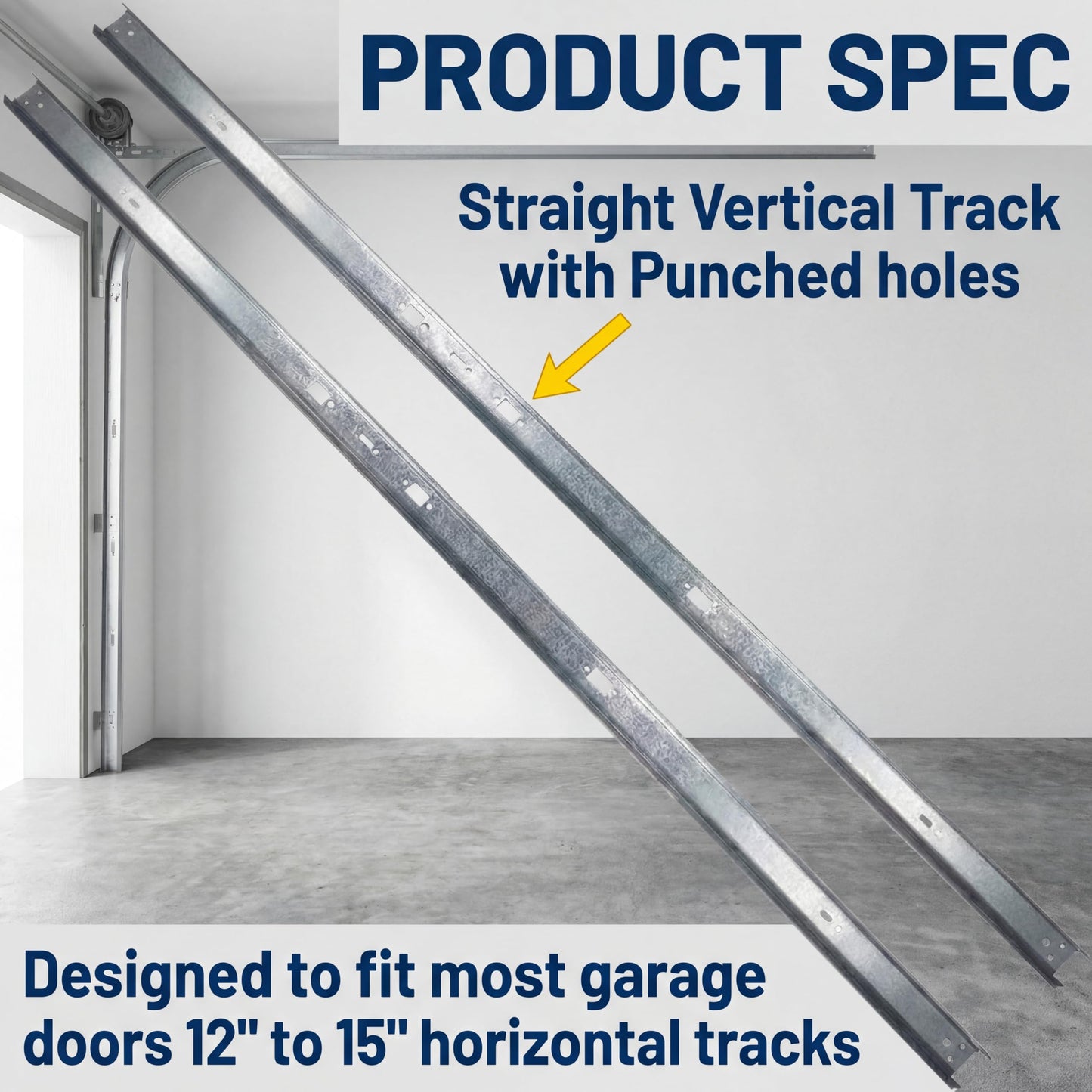 2-Pack Universal Garage Door Vertical Track Set – 88" Tall Replacement Rails for 8' Foot Doors, 2 mm Heavy Duty Galvanized Steel, Durable & Warp-Resistant, Fits 2" Rollers