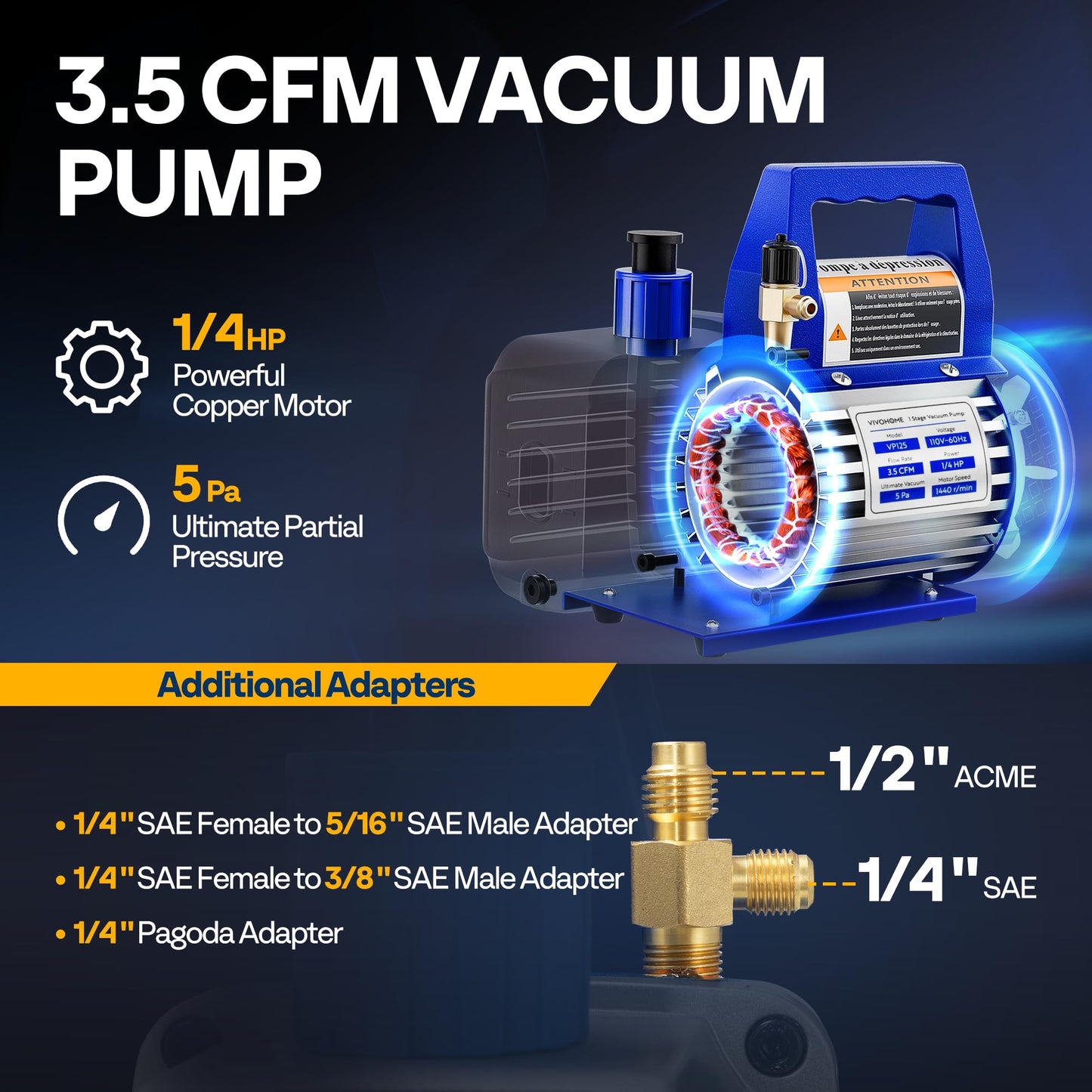 VIVOHOME 5 Gallon Vacuum Chamber with 3.5 CFM 1 Stage Vacuum Pump, 304 Stainless Steel Degassing Chamber Kit for Resin Casting Epoxy