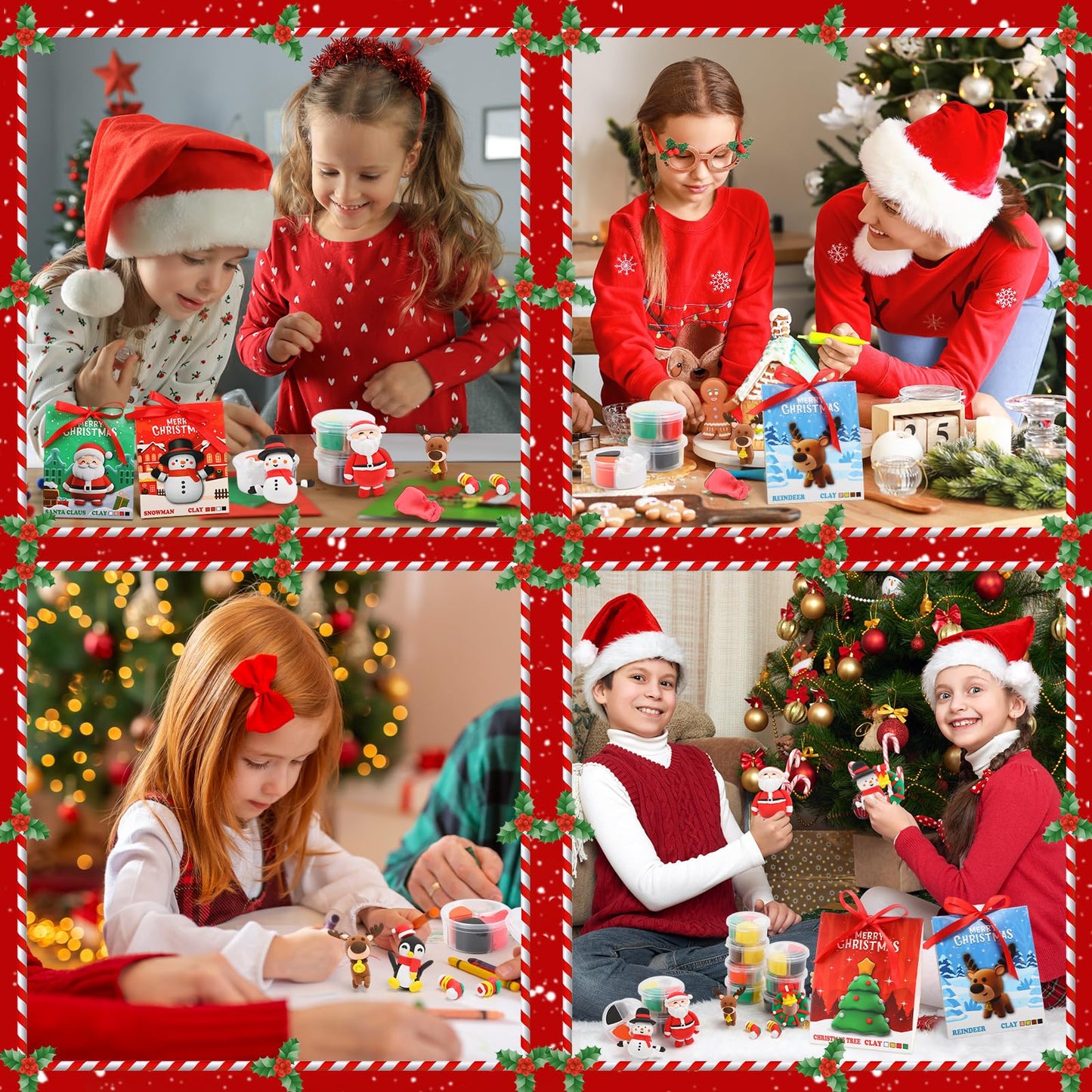 Capoda 18 Set Christmas DIY Craft Kit Christmas Air Dry Clay Kit Snowman Santa Claus Making Craft DIY Modeling Clay for Xmas Winter Holiday School Exchange Gifts Party Art Activities Supplies