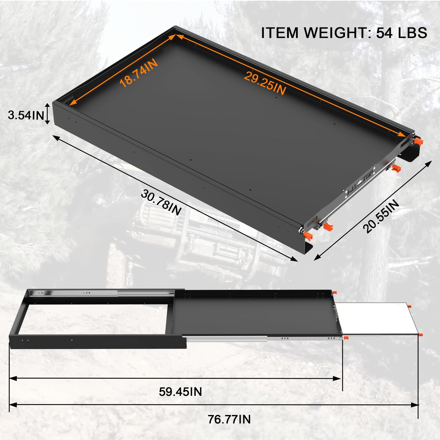 ALL-TOP Fridge Slide with Chopping Board, Inner 29.3 x 18.7in, Vehicle Refrigerator Slider with 4 Buckle Straps, Max 287 LBS, 3rd Gen