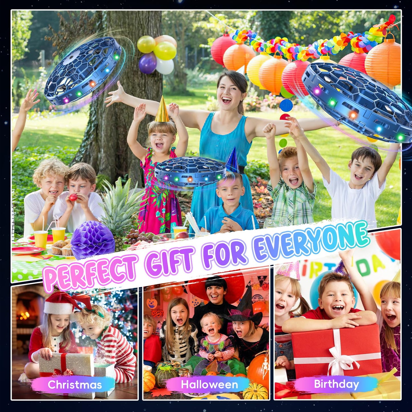 TSM005 Mini Drone for Kids,Hand Operated UFO Toy,Flip Stunt Hover Toy with LED,Easy Indoor Outdoor Flying Toys,Rechargeable UFO Drone for Kids 6-8-12 ,Cool Christmas Birthday Gifts for Boys Girls(Blue)
