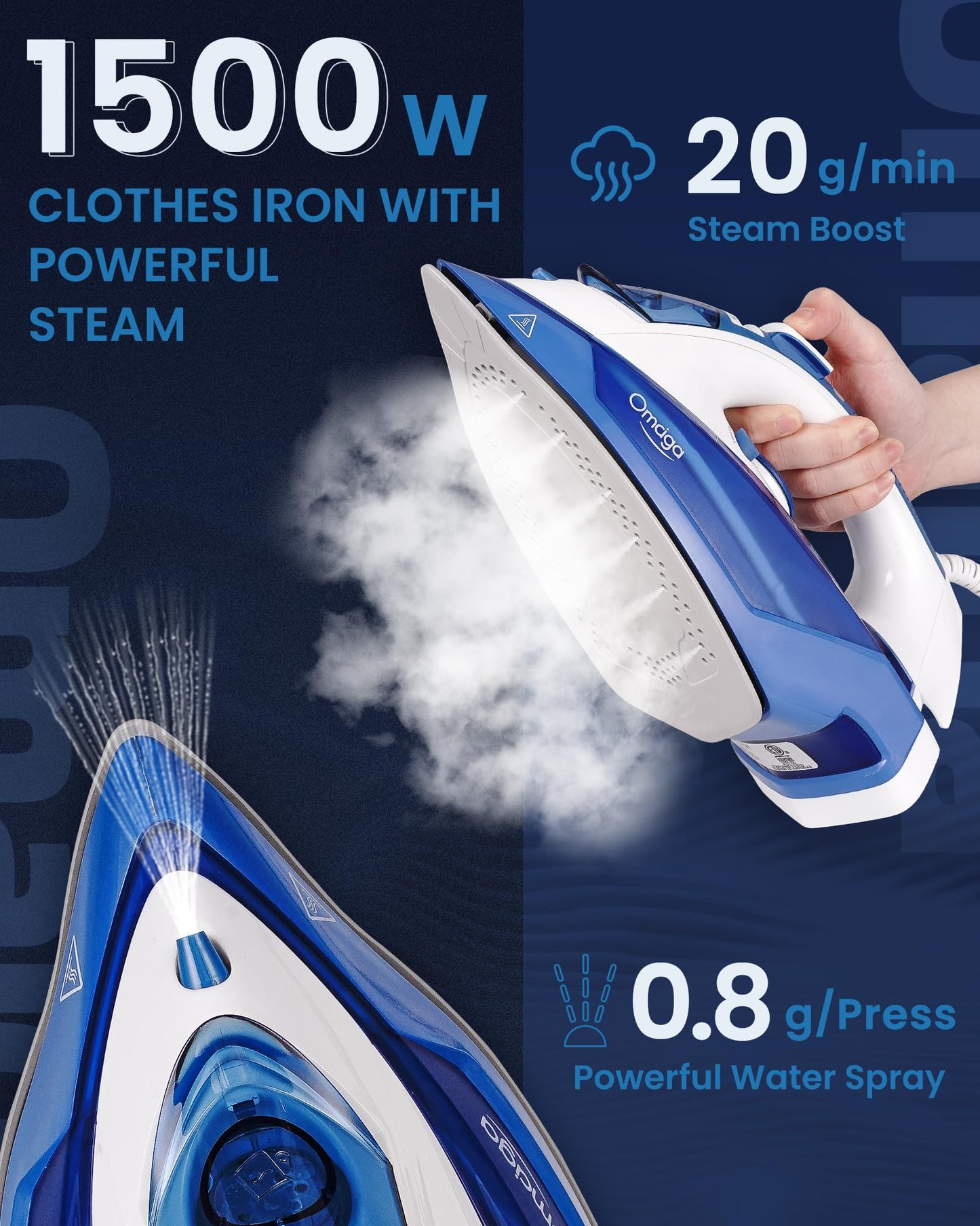 OMAIGA Home Steam Iron Bundle Set, Efficient Ironing, Easy to Carry, Suitable for All Kind of Garments