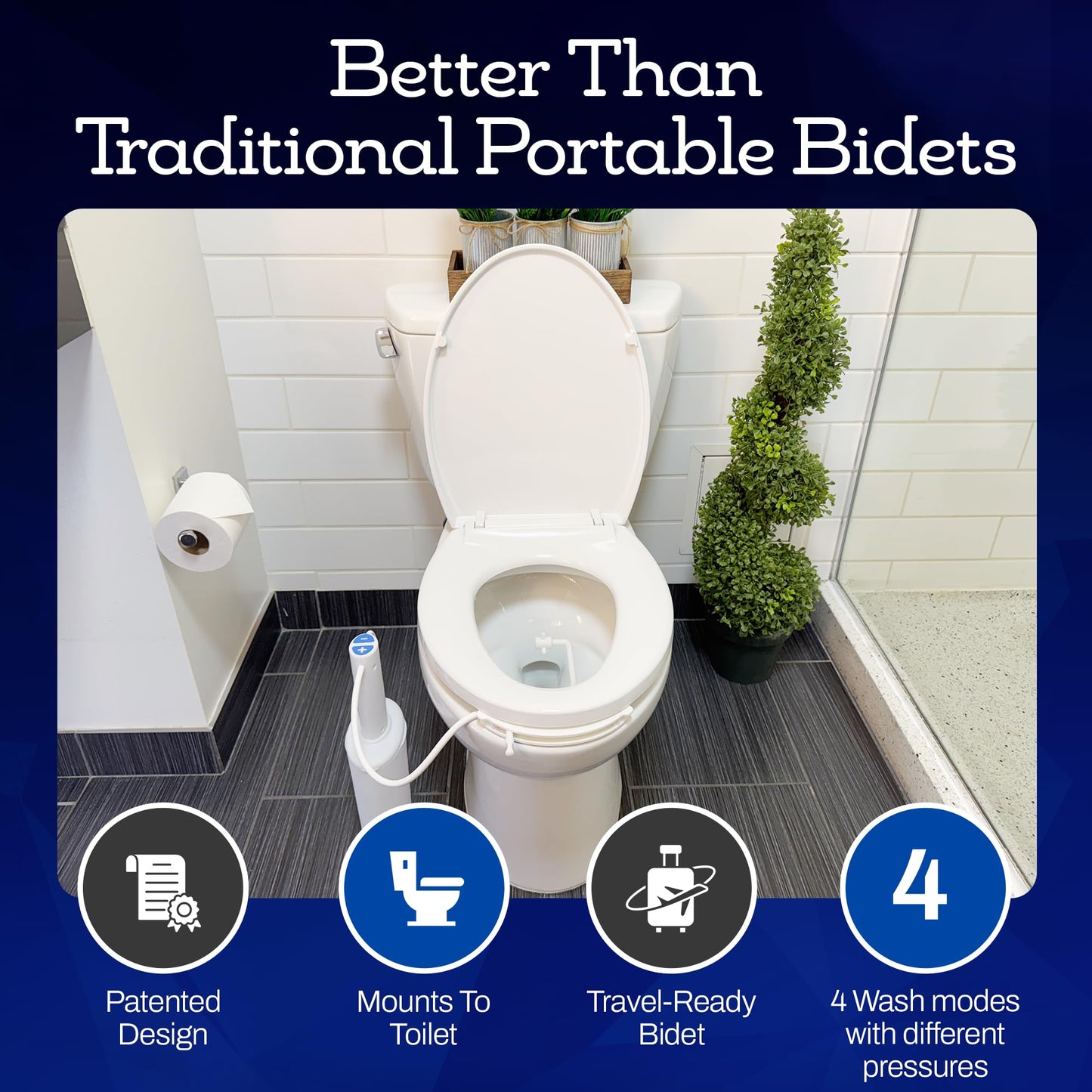 The Traveler by PortaBidets – Portable Rechargeable Travel Bidet | Mounts to Any Toilet | Compact Hygiene Kit for Hotels, Cruises & Gifts for Travelers