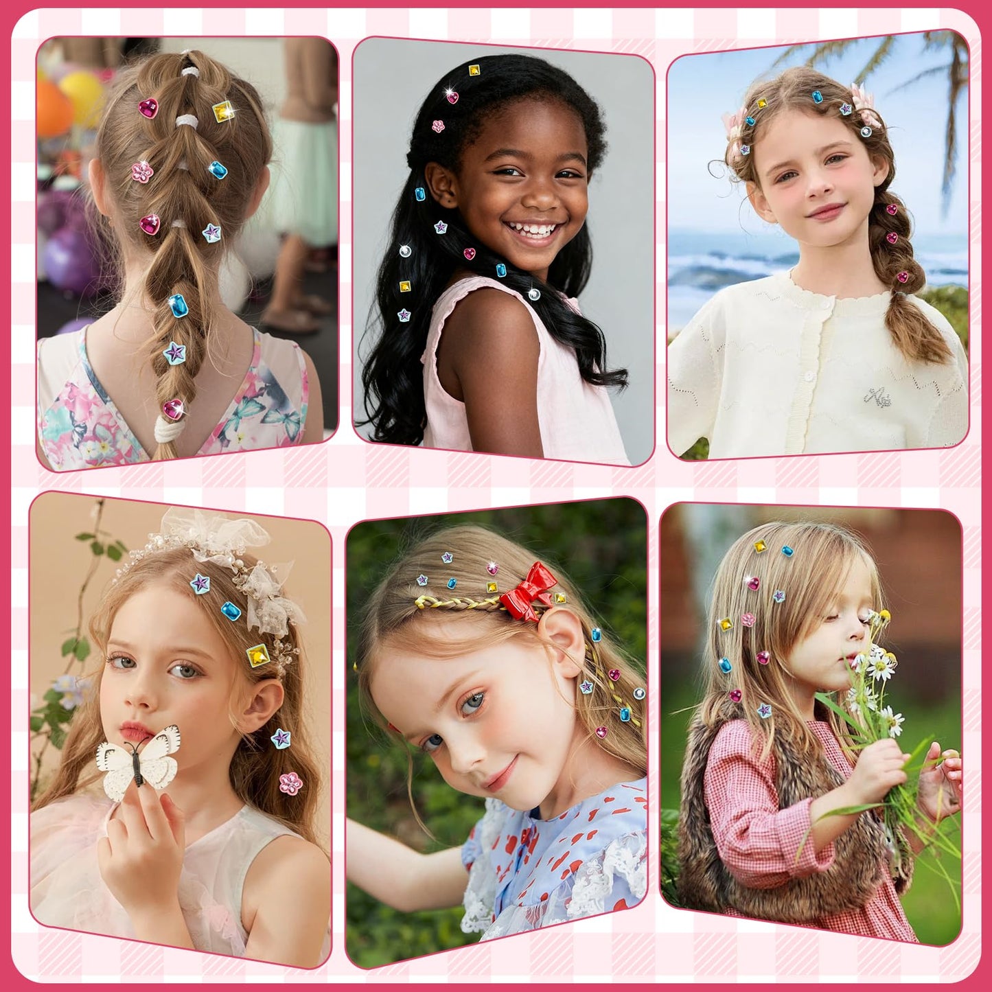 ADXVR Hair Gem Stamper Kit - Bling Hair Jewels for Girls Toys - Hair Accessories with Reusable Shining Diamonds, Birthday for Girls 3 4 5 6 8-12