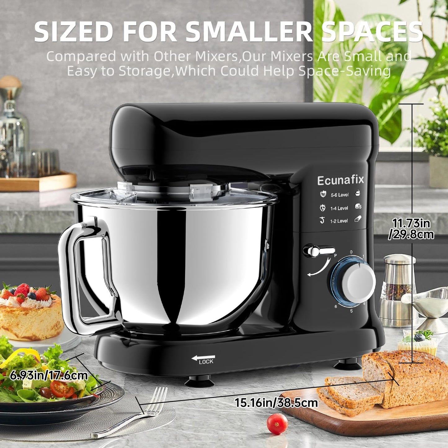 Kitchen Stand Mixer, 6.5Qt Household Stand Mixers, 660W 6+P Speed Tilt-Head Electric Dough Mixer, Food Mixers for Daily Use with Dough Hooks, Whisk, Beater