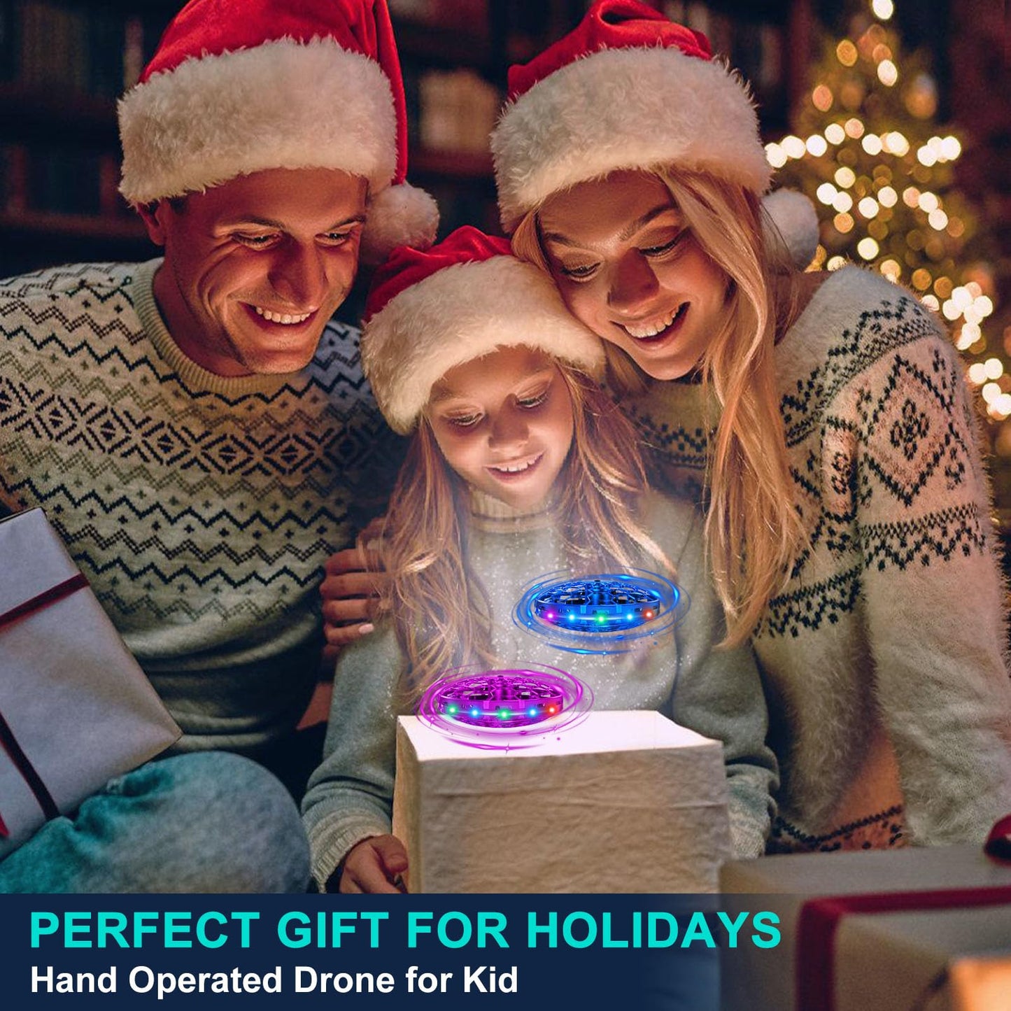Hand Operated Flying Toy Drone for Kids, 360° Hands Free Motion Sensors Mini Drone with Cool LED Lights, Easy Indoor Small UFO Toy Flying Ball Drone for 6 7 8 9 10+ Year Old Boys and Girls (Pink)