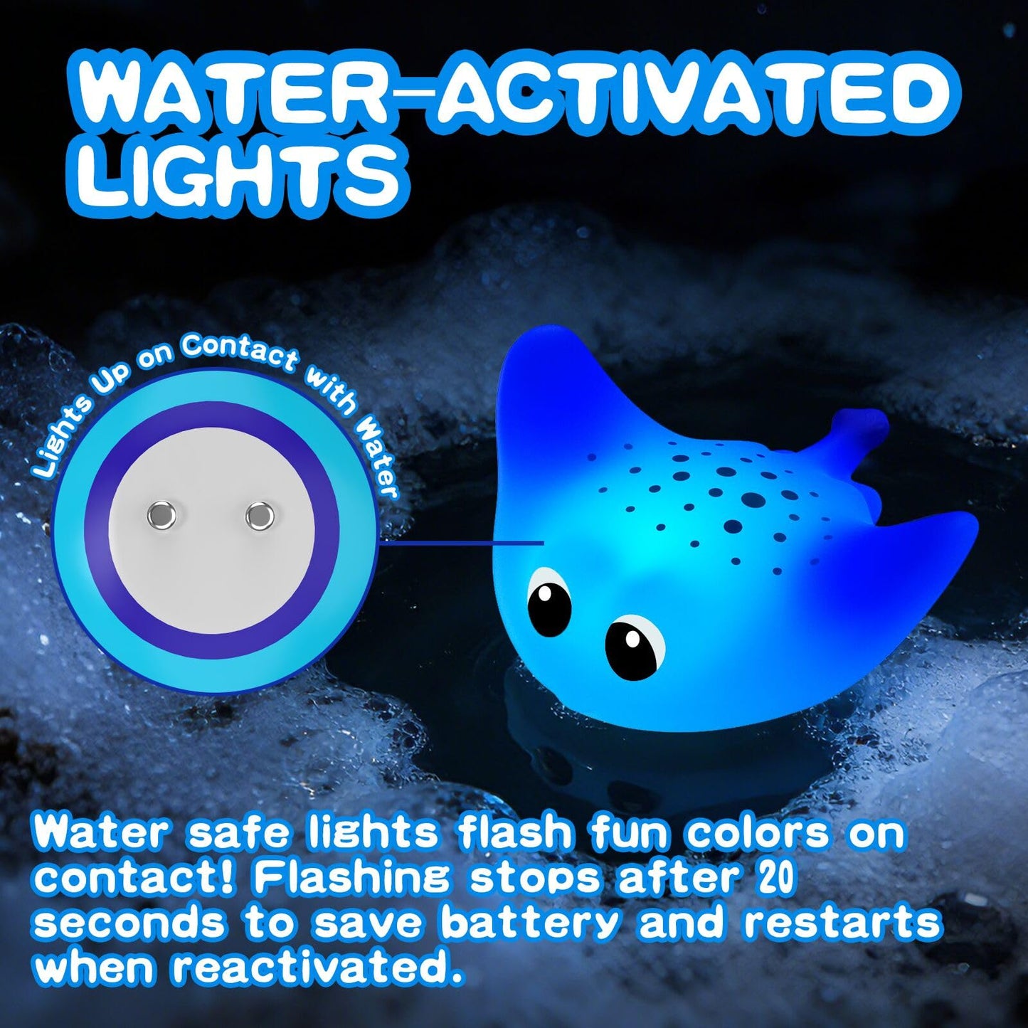 KODGEUSM Light Up Bath Toys,Mold Free No Hole Baby Bath Toys for Toddlers,Water-Activated Lights Flashes and Change Color Ocean Animal,Sensory Toys for Kids,Water Table,Bathtub,Shower,Pool
