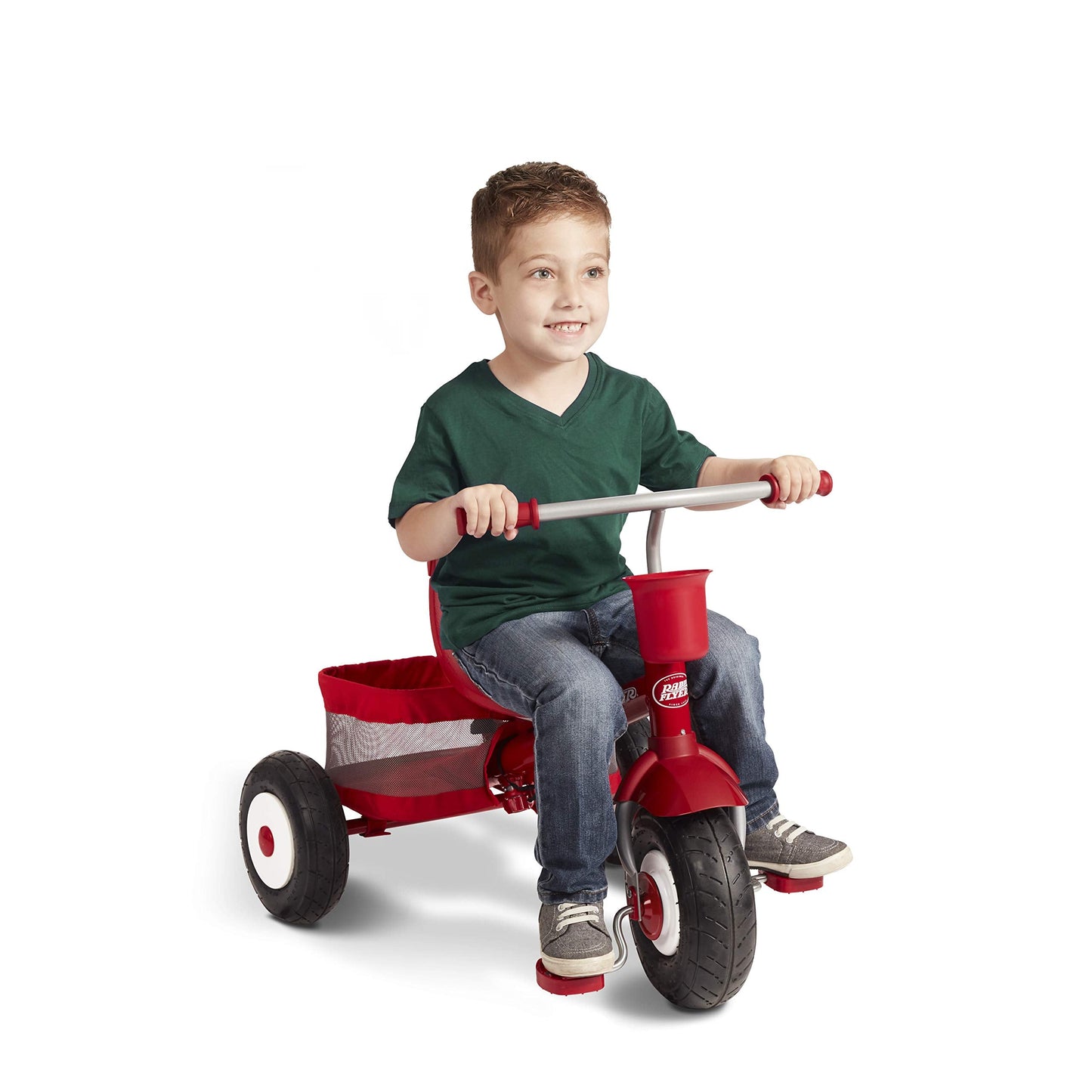Radio Flyer Ultimate All-Terrain Stroll 'N Trike, Ages 1-5, Convertible 4-in-1 Tricycle, All-Terrain Tires, Parent Push Handle, UV Canopy, Accessories, Safety Harness, Stroller Tricycle for Toddlers