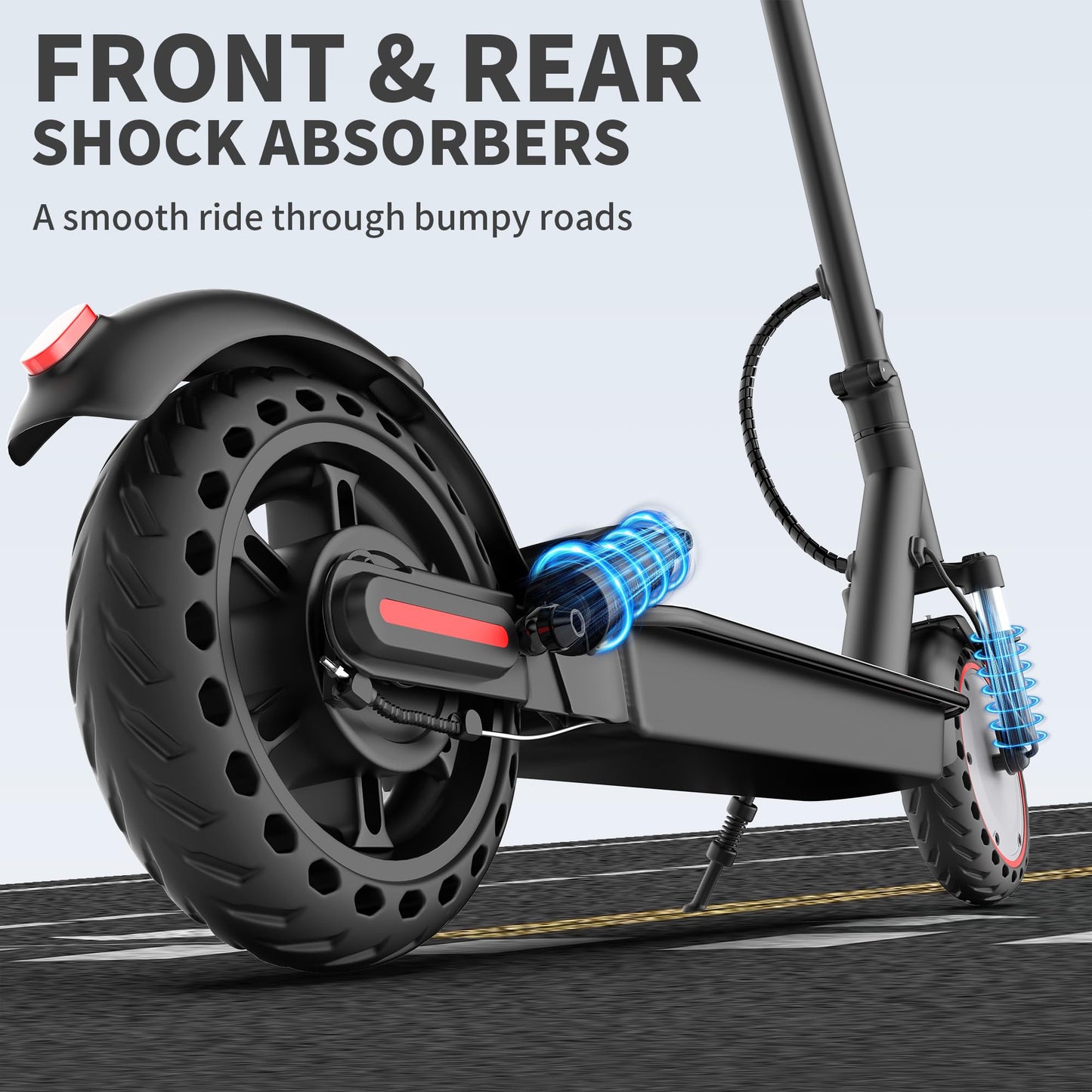 Aovowheel Electric Scooter Adults, Foldable 8.5" Solid Tires E Scooter with Dual Suspension, 19 Mph, 350W Motor, Kick Scooters Max 16 Miles Long Range for Commuting, Electric Scooter for Adults
