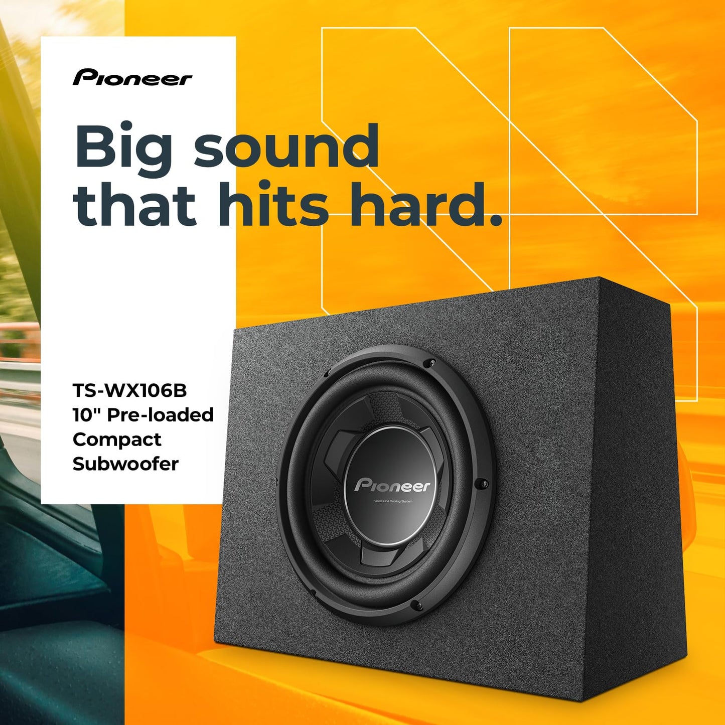PIONEER TS-WX106B 10” Speakers – 1100W Max, Pre-Loaded, Easy Installation, Enclosure Included
