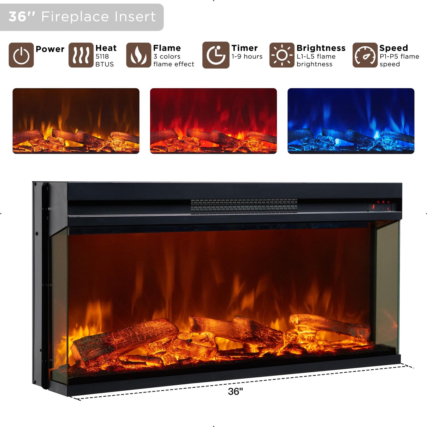 OKD Farmhouse TV Stand with Fireplace, 70'' Entertainment Center Stand with 36" 3-Sided Glass Electric Fireplace for TVs Up to 80 in, with 2 Drawers & 2 Storage Cabinet, Light Rustic Oak